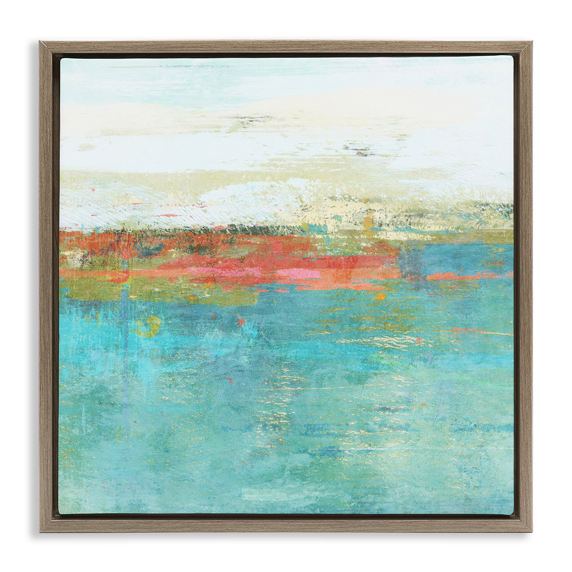 Stupell Industries Ocean Hues Abstraction Abstract Painting Brown Floater Framed Canvas Art Print Wall Art, 18 x 18