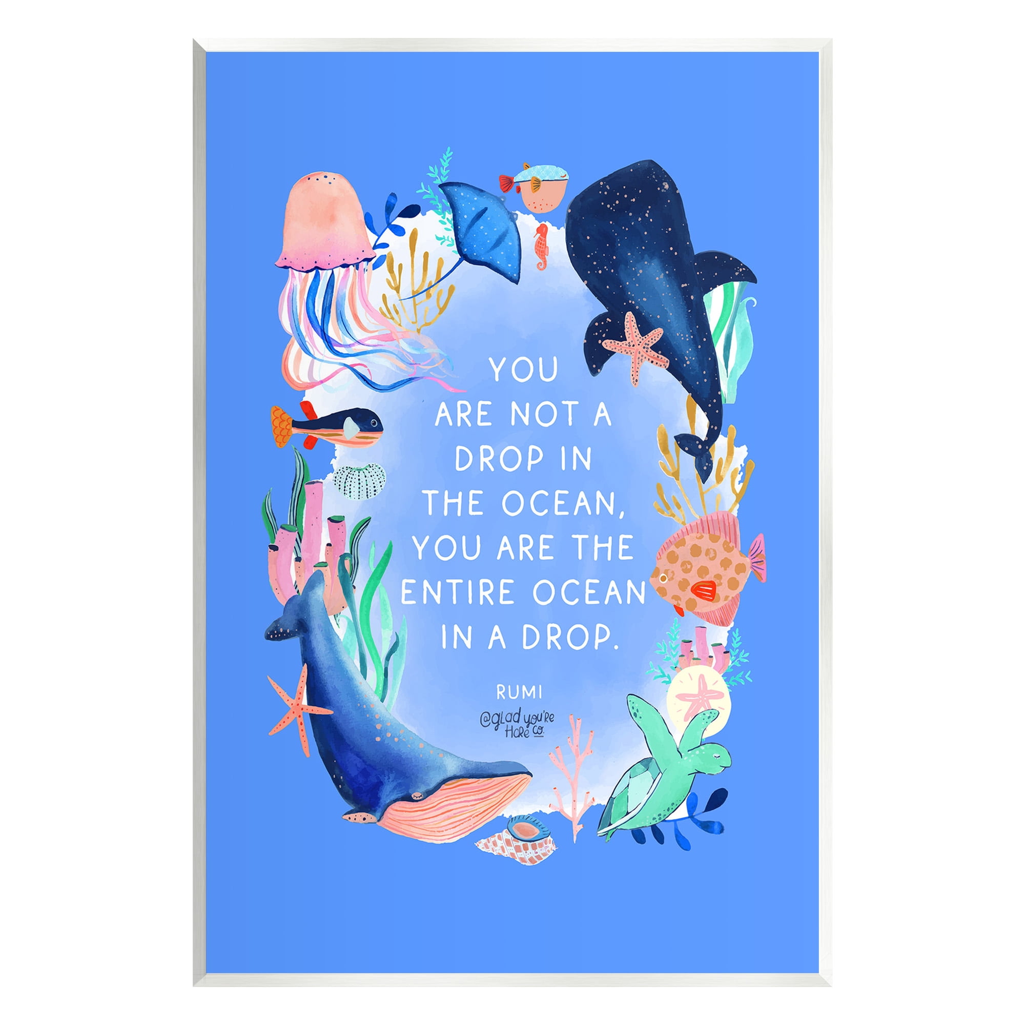 Stupell Industries Ocean In A Drop Phrase Animals & Insects Painting Unframed Art Print Wall Art, 10 x 15