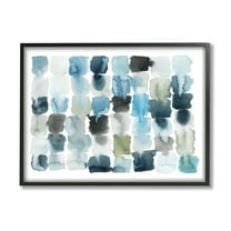 Stupell Industries Ocean Inspired Abstract Tiles Blue Green Watercolor Abstract Painting Black Framed Art Print Wall Art, 11 x 14