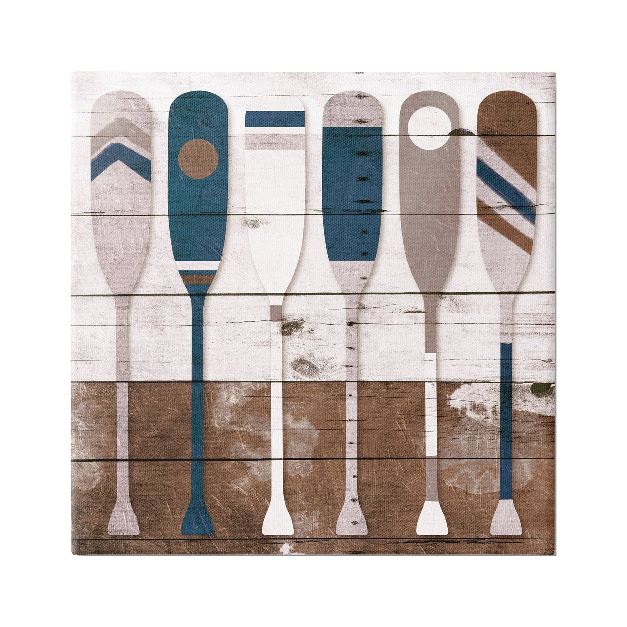 Stupell Industries Ocean Paddle Ores Grain Pattern Rustic Cabin Design Graphic Art Gallery-Wrapped Canvas Print Wall Art, 36x36, by Milli Villa