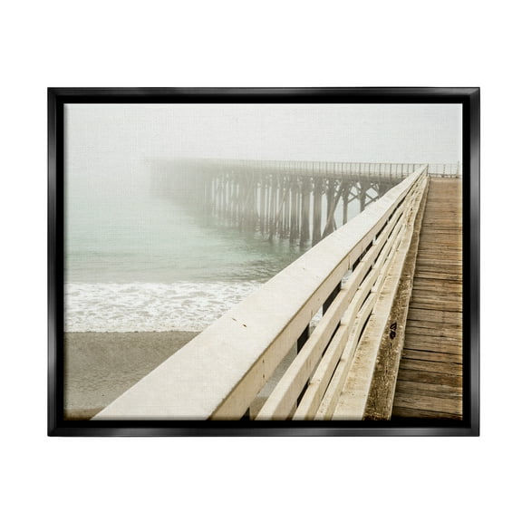 Stupell Industries Ocean Pier Photography Nature Photography Black Floater Framed Art Print Wall Art, 21 x 17
