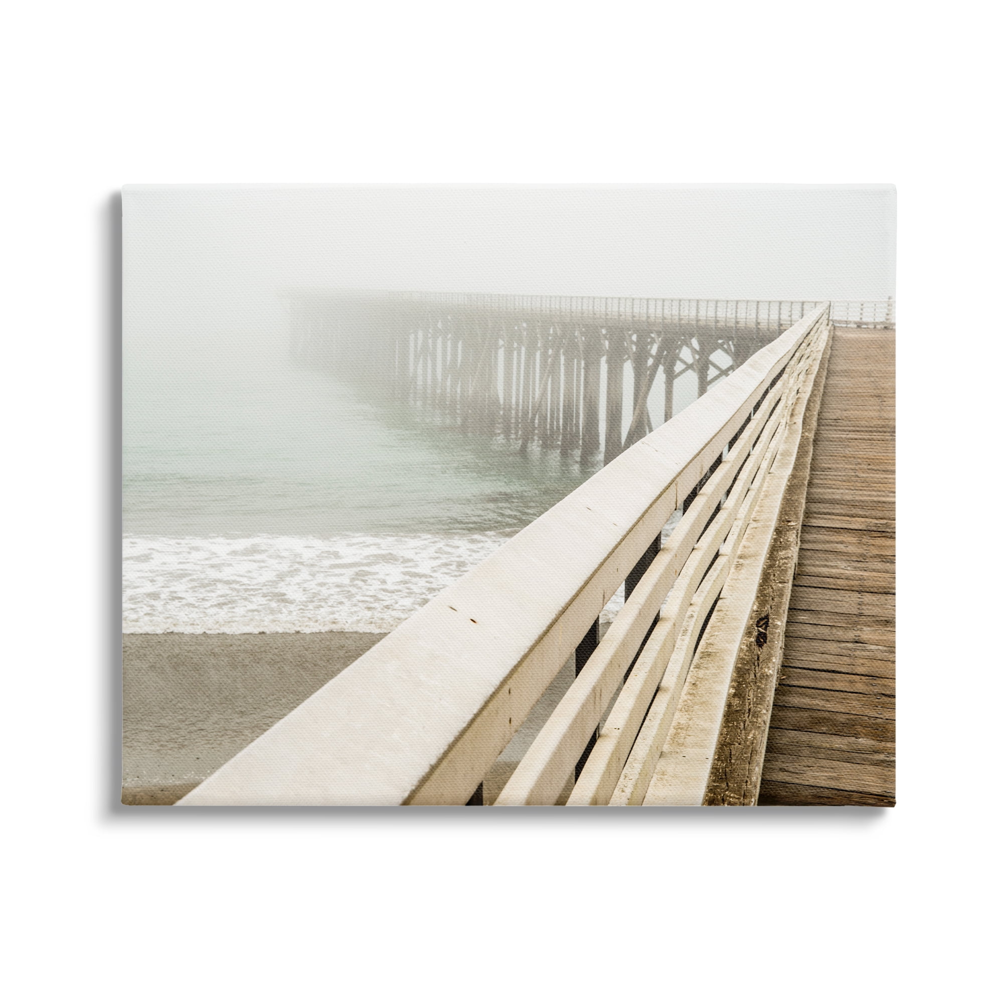 Stupell Industries Ocean Pier Photography Nature Photography Gallery Wrapped Canvas Print Wall Art, 40 x 30