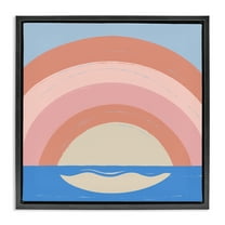 Stupell Industries Ocean Rainbow Reflection Landscape & Nature Painting Black Floater Framed Canvas Art Print Wall Art, 18 x 18