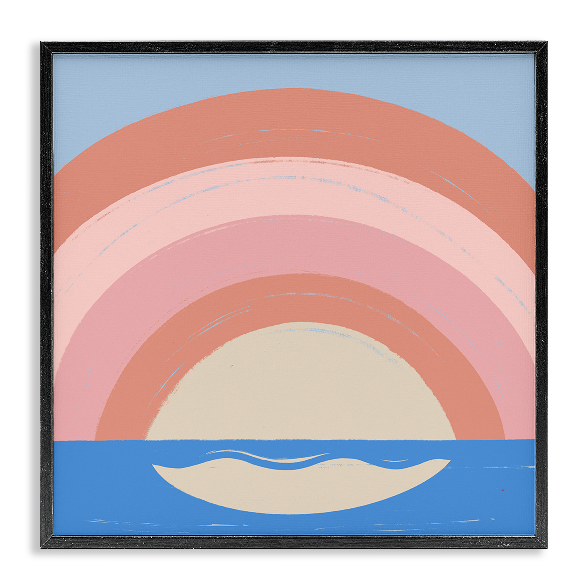 Stupell Industries Ocean Rainbow Reflection Landscape & Nature Painting Black Framed Art Print Wall Art, 17 x 17