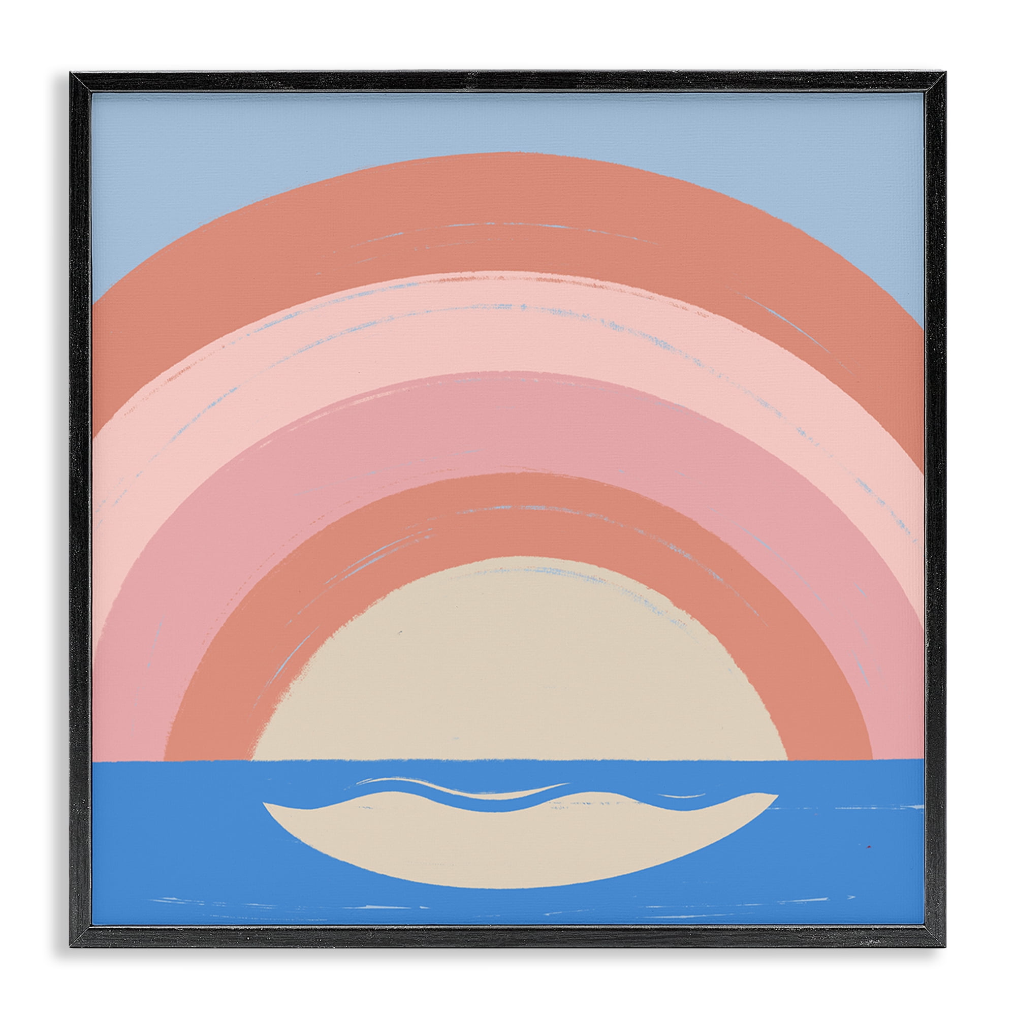 Stupell Industries Ocean Rainbow Reflection Landscape & Nature Painting Black Framed Art Print Wall Art, 24 x 24