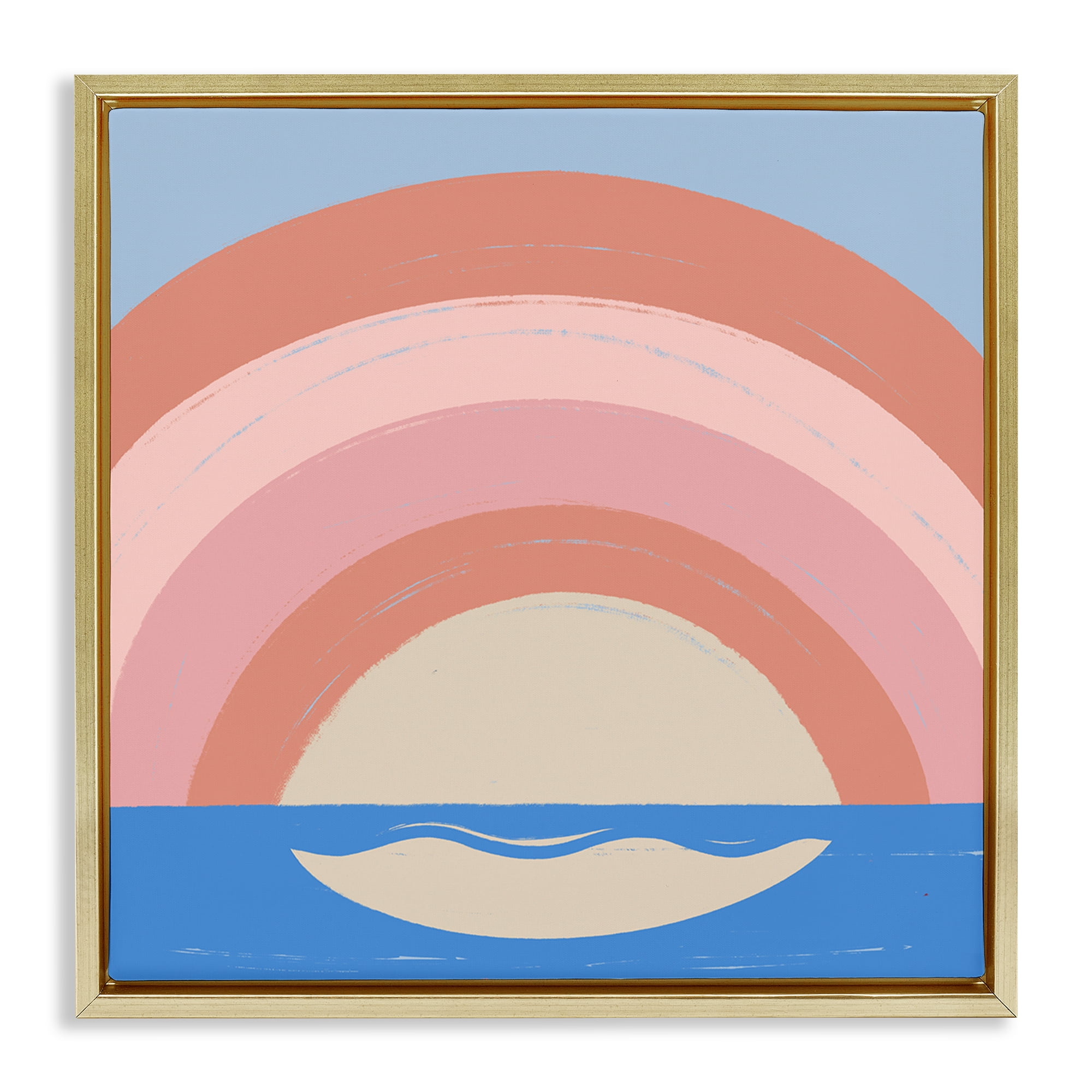 Stupell Industries Ocean Rainbow Reflection Landscape & Nature Painting Gold Floater Framed Canvas Art Print Wall Art, 25 x 25