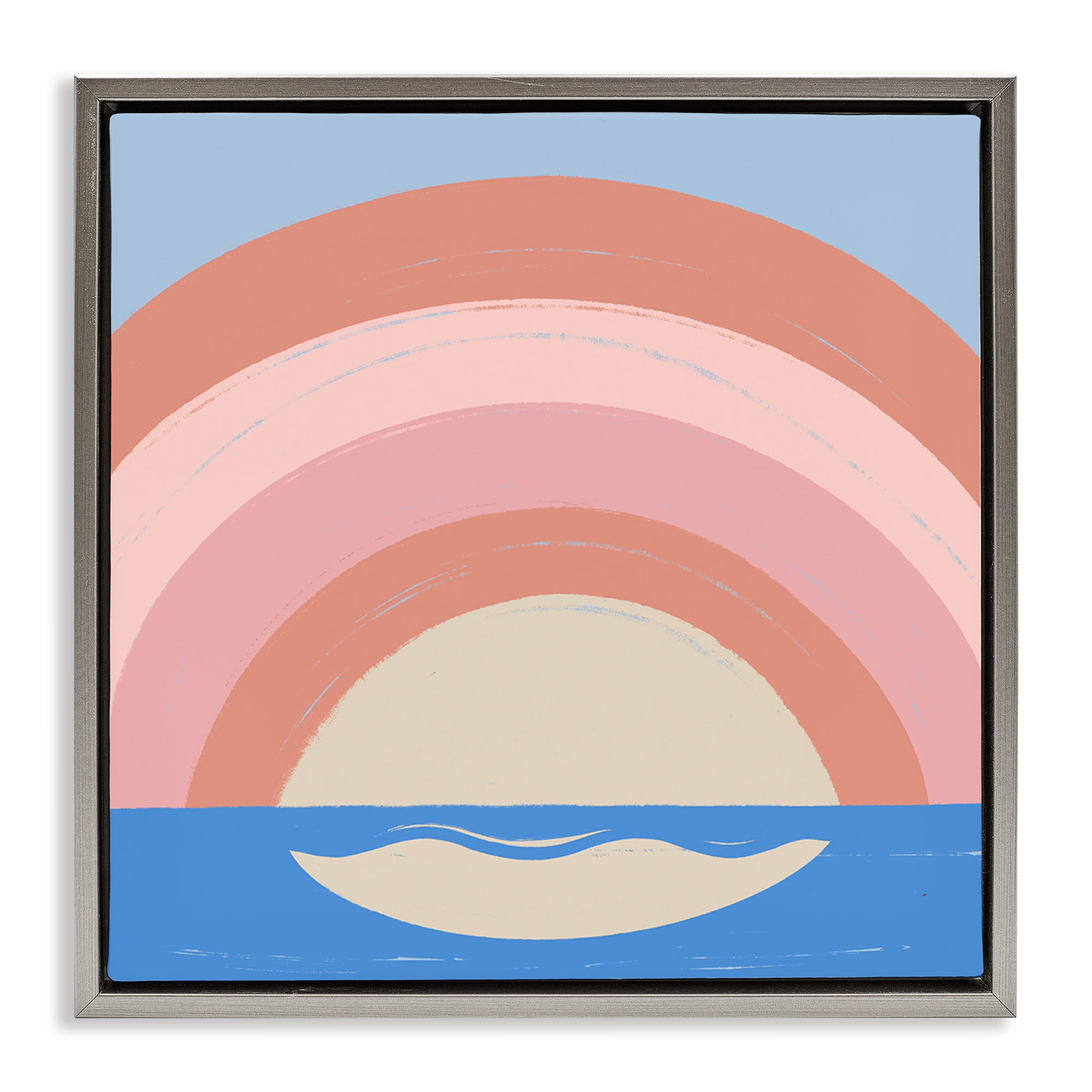 Stupell Industries Ocean Rainbow Reflection Landscape & Nature Painting Gray Floater Framed Canvas Art Print Wall Art, 18 x 18