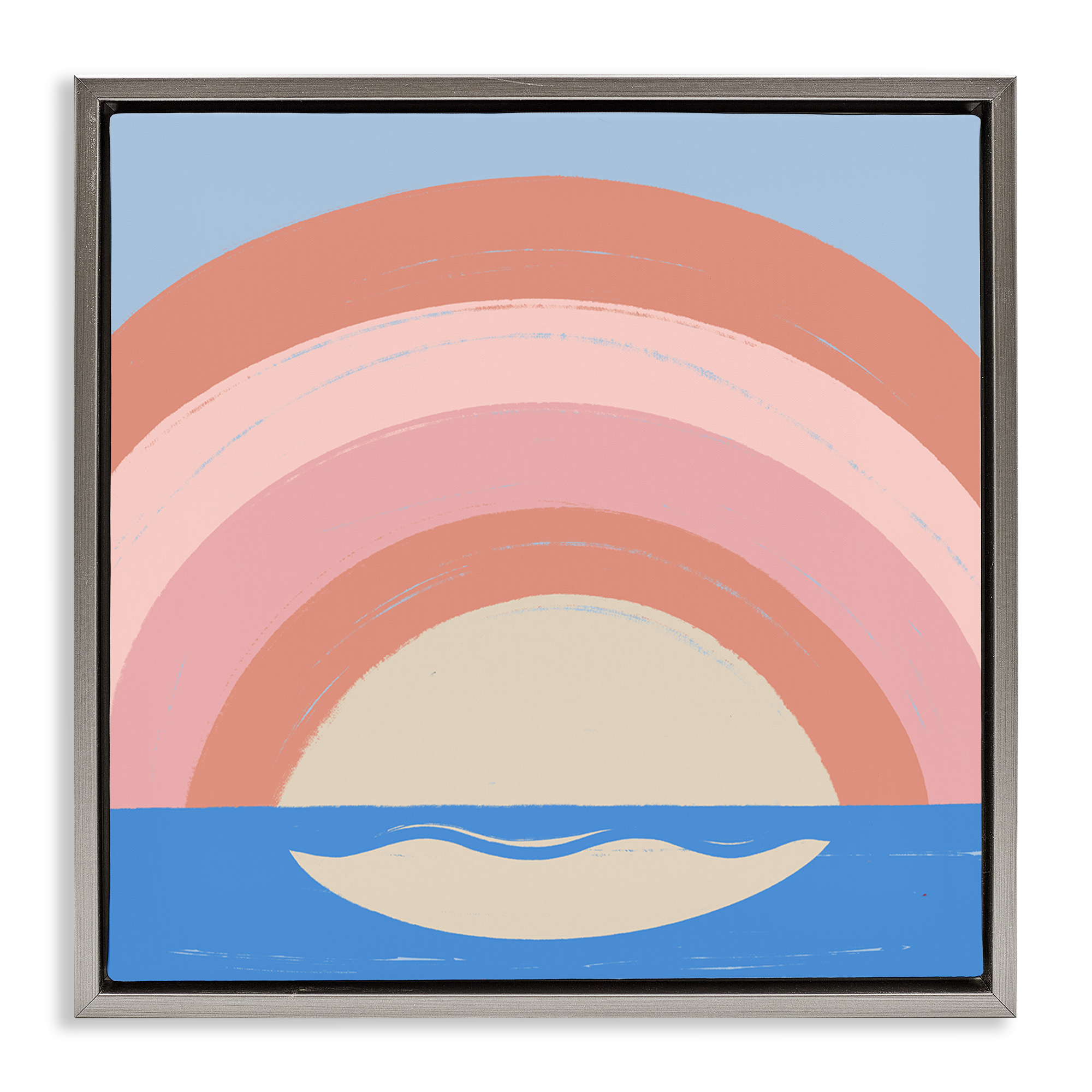 Stupell Industries Ocean Rainbow Reflection Landscape & Nature Painting Gray Floater Framed Canvas Art Print Wall Art, 25 x 25
