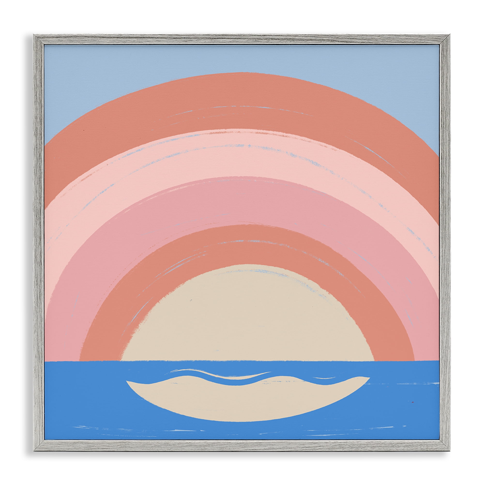 Stupell Industries Ocean Rainbow Reflection Landscape & Nature Painting Gray Framed Art Print Wall Art, 17 x 17