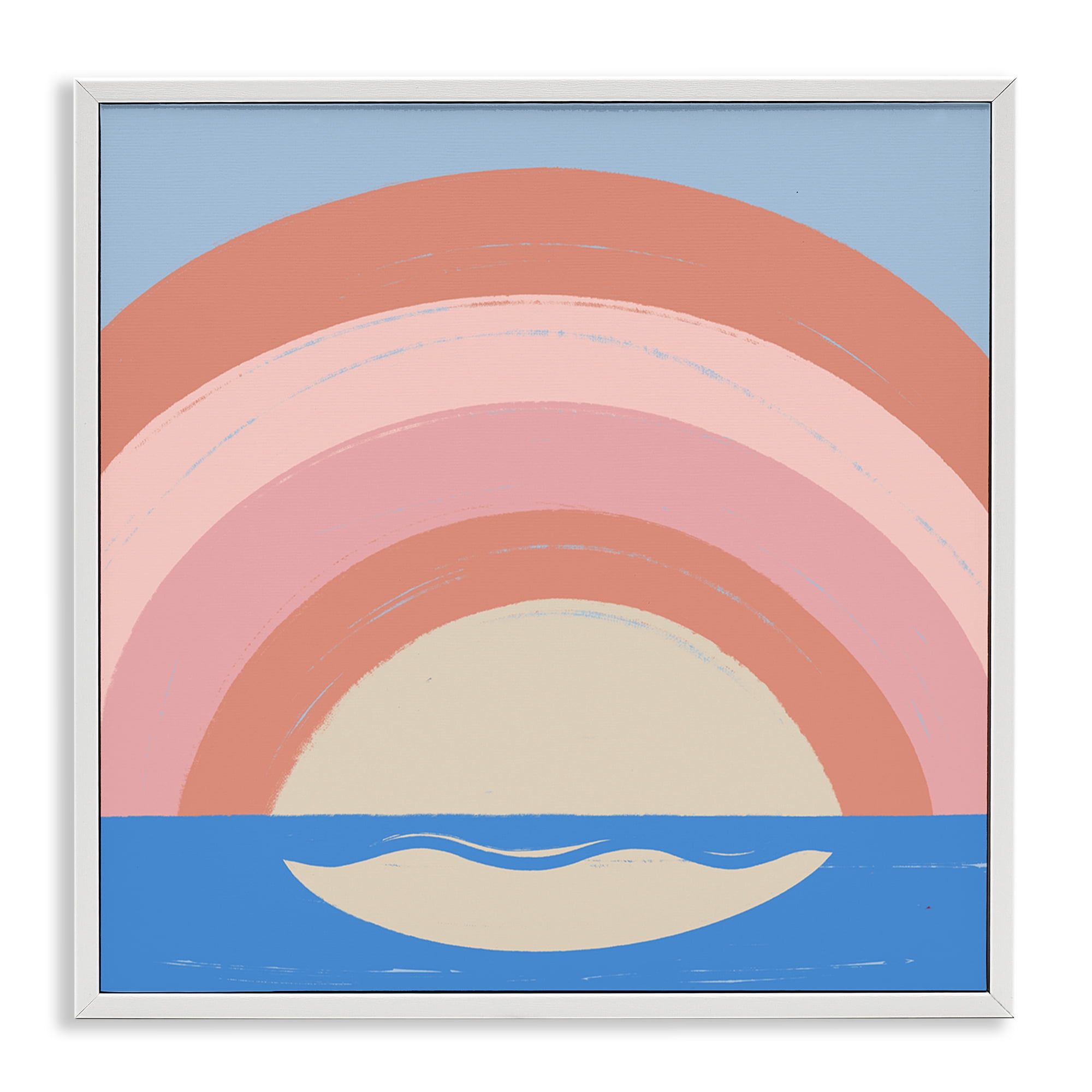Stupell Industries Ocean Rainbow Reflection Landscape & Nature Painting White Framed Art Print Wall Art, 17 x 17