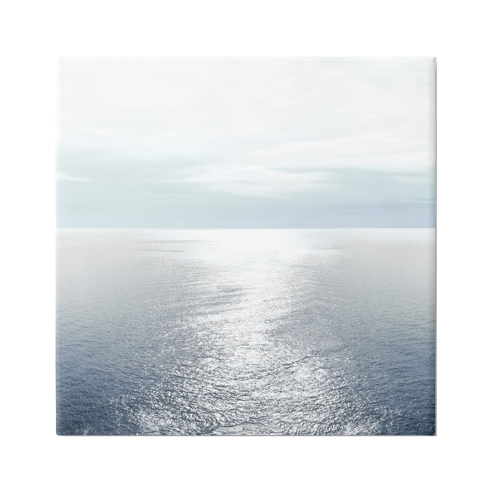 Ocean Ripples Blue and White Canvas Landscape Print, 17 x 17