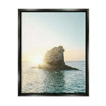 Stupell Industries Ocean Rock at Sunset Nature Photography Black Floater Framed Art Print Wall Art, 17 x 21