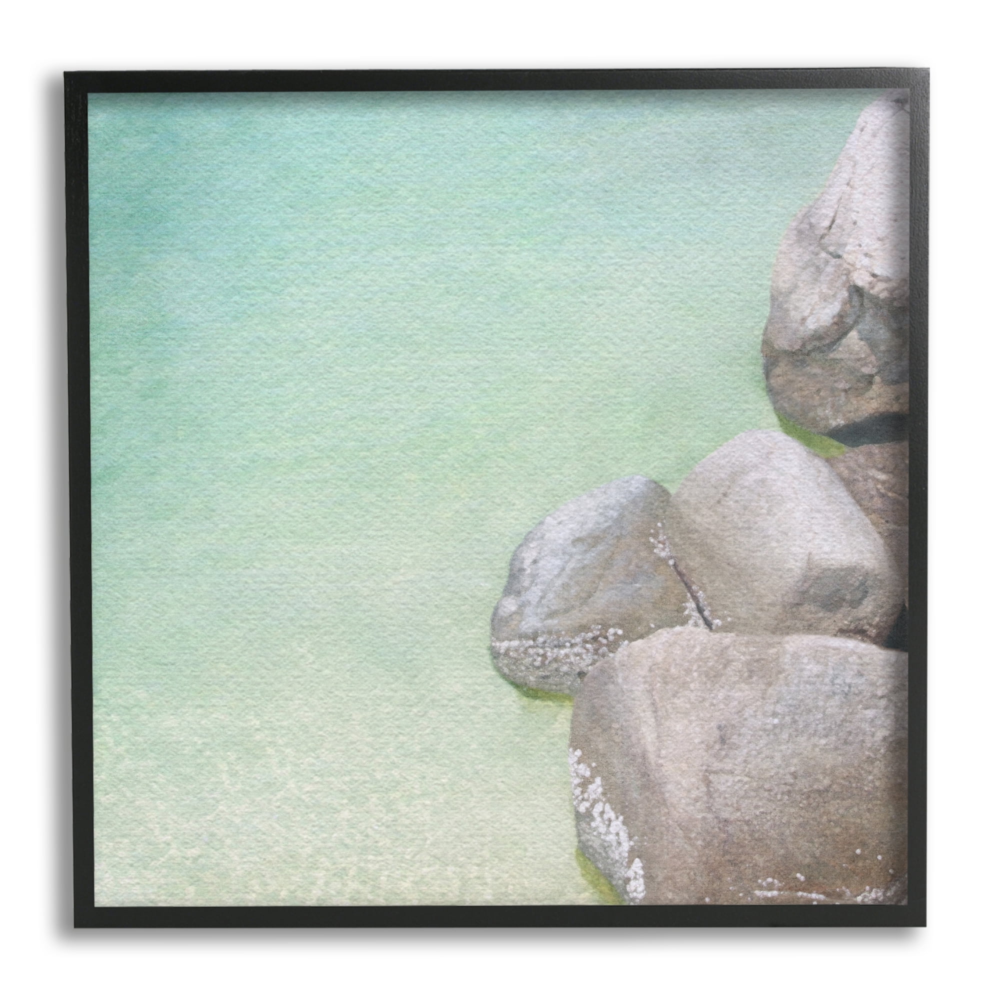 Stupell Industries Ocean Rocks on Shore Nature Photography Black Framed Art Print Wall Art, 17 x 17
