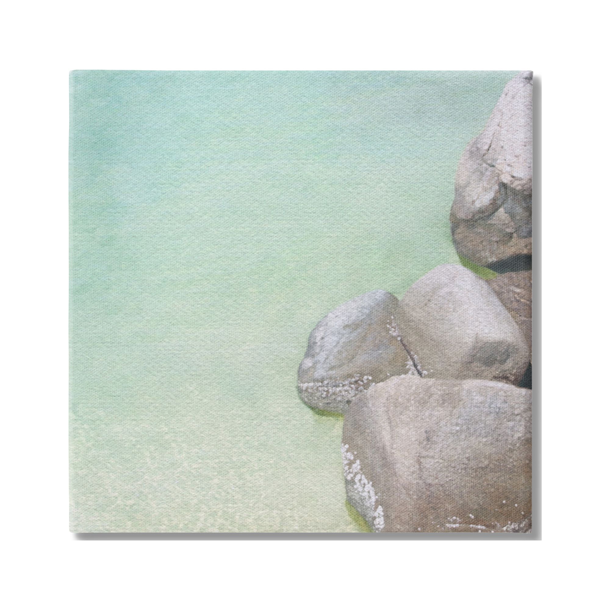 Ocean Rocks Shoreline Landscape Canvas Print, 17 x 17