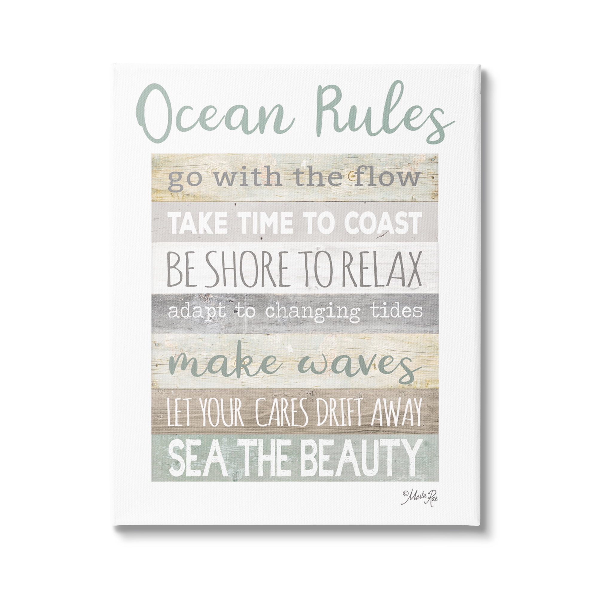 Stupell Industries Ocean Rules Rustic List Typography Painting Gallery Wrapped Canvas Print Wall Art, 30 x 40