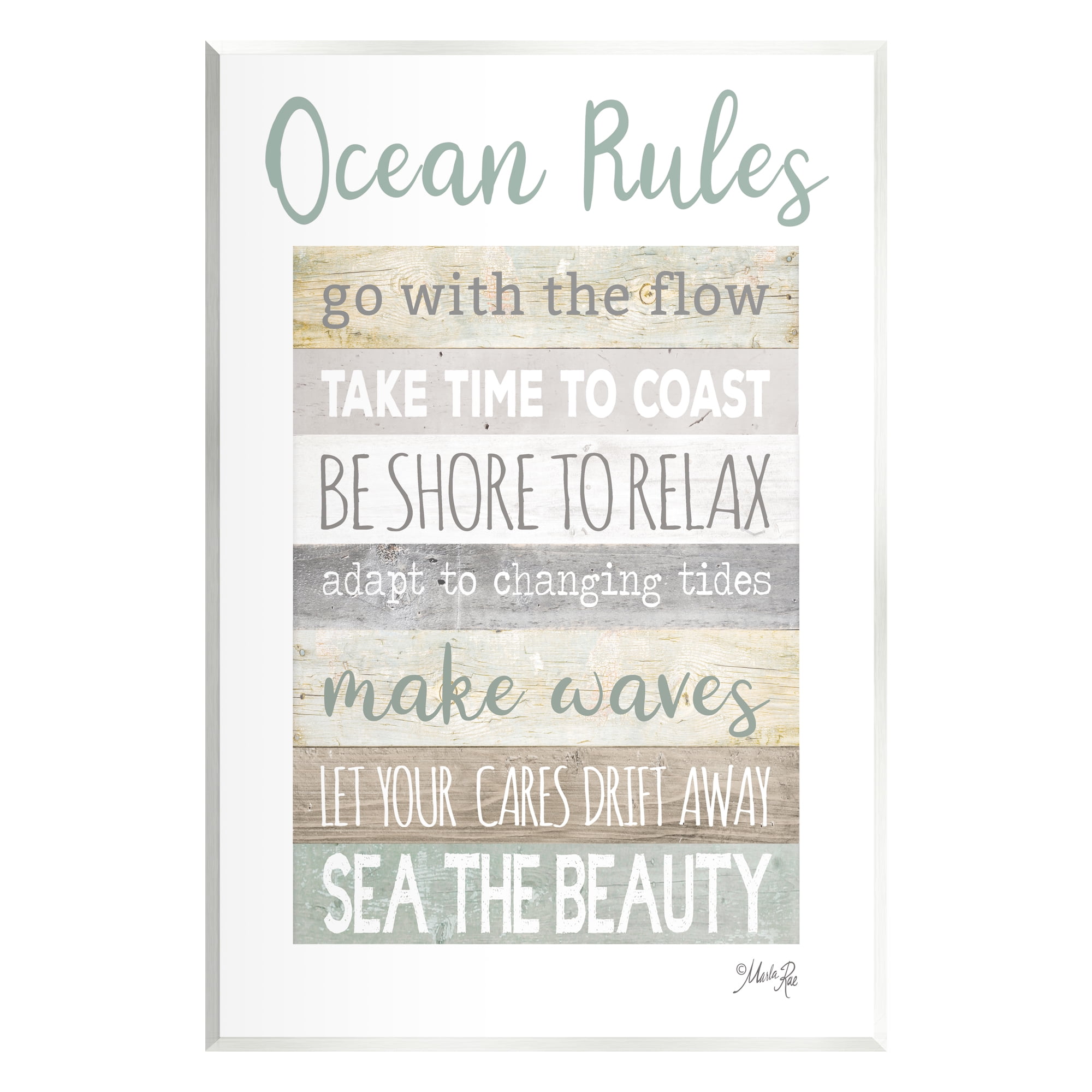 Stupell Industries Ocean Rules Rustic List Typography Painting Unframed Art Print Wall Art, 10 x 15