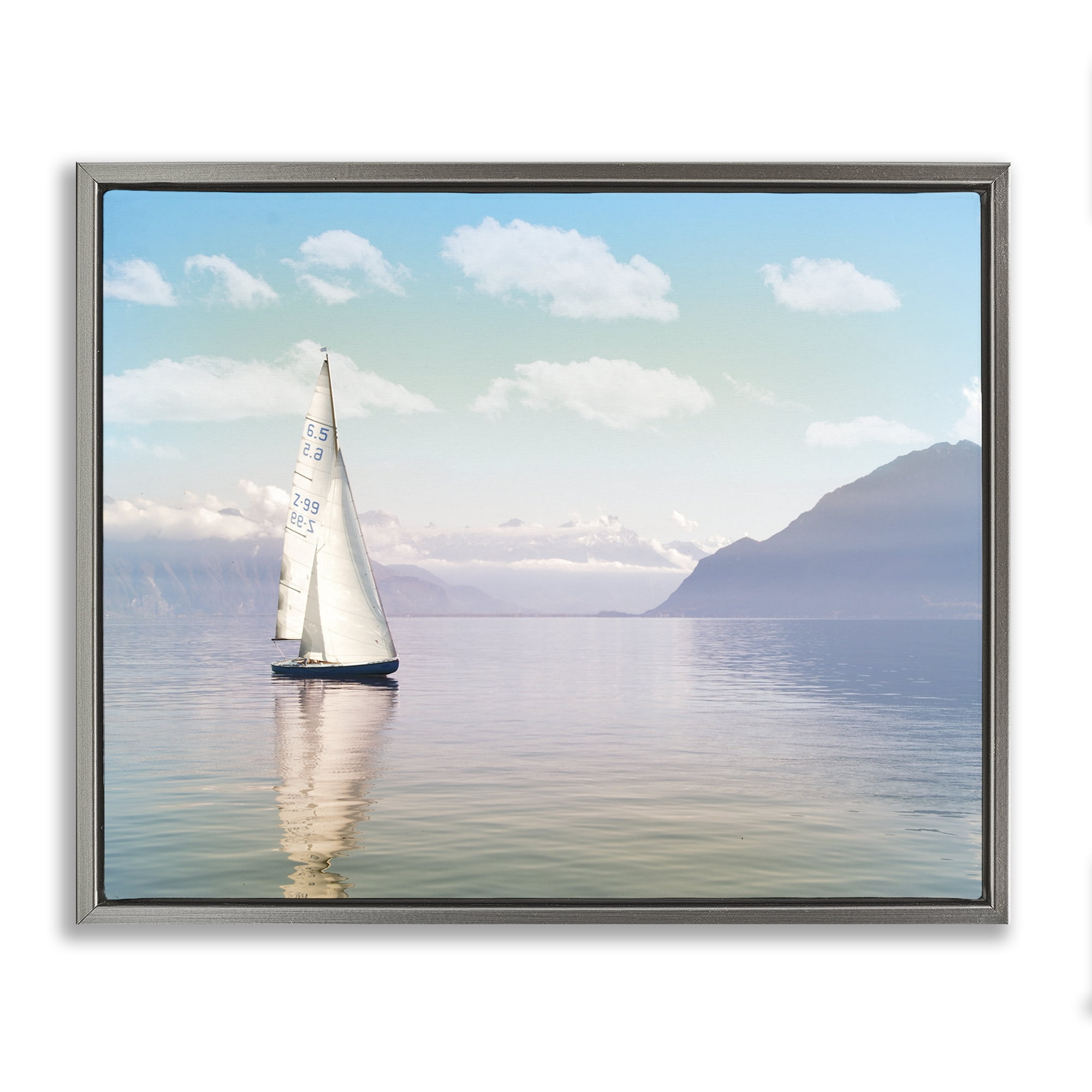Stupell Industries Ocean Sails Lounging Gray Framed Floater Canvas Wall Art, design by Marcus Prime