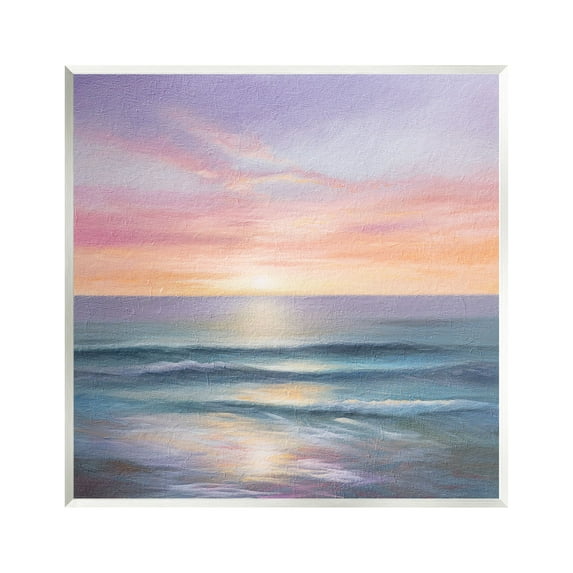 Stupell Industries Ocean Sunrise Painting Nature Painting Unframed Art Print Wall Art, 12 x 12