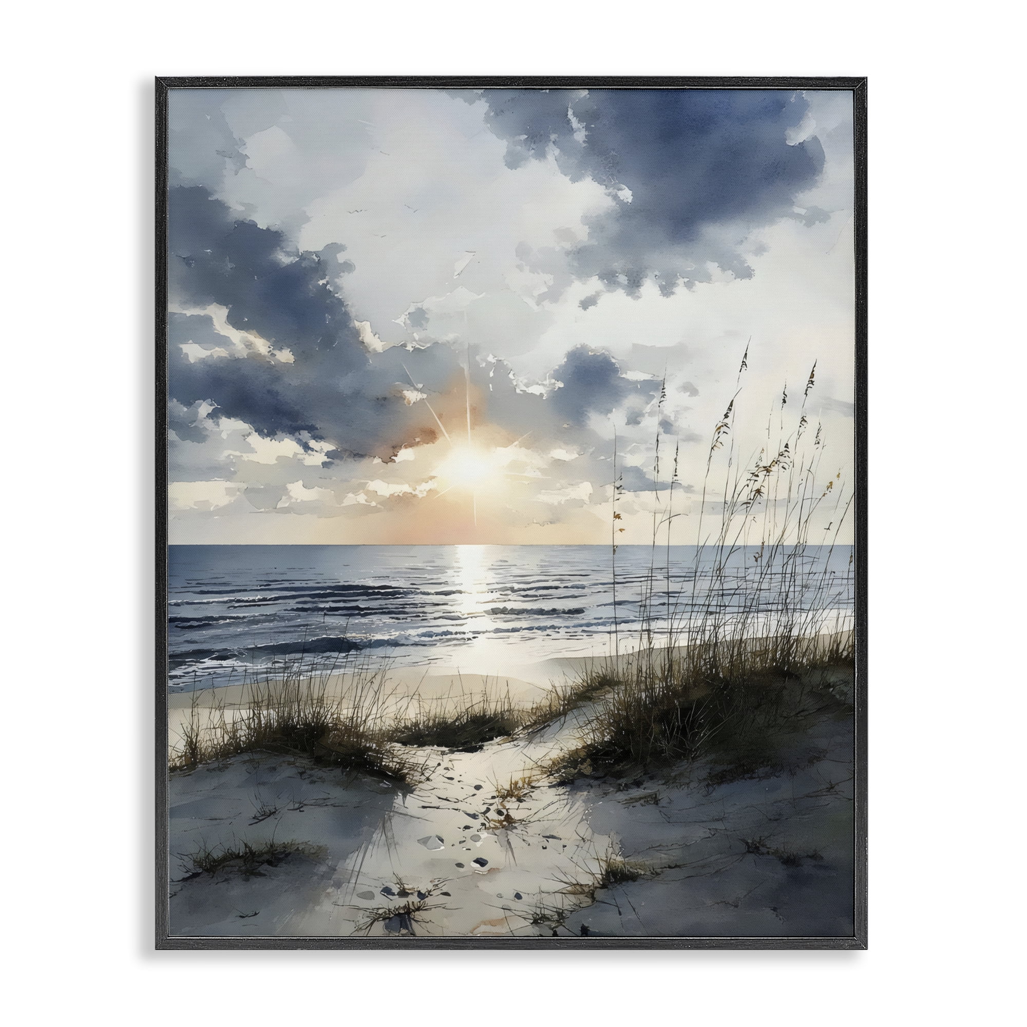 Stupell Industries Ocean Sunrise over Sandy Dunes Black Framed Giclee Art, design by Franklyn Gregory