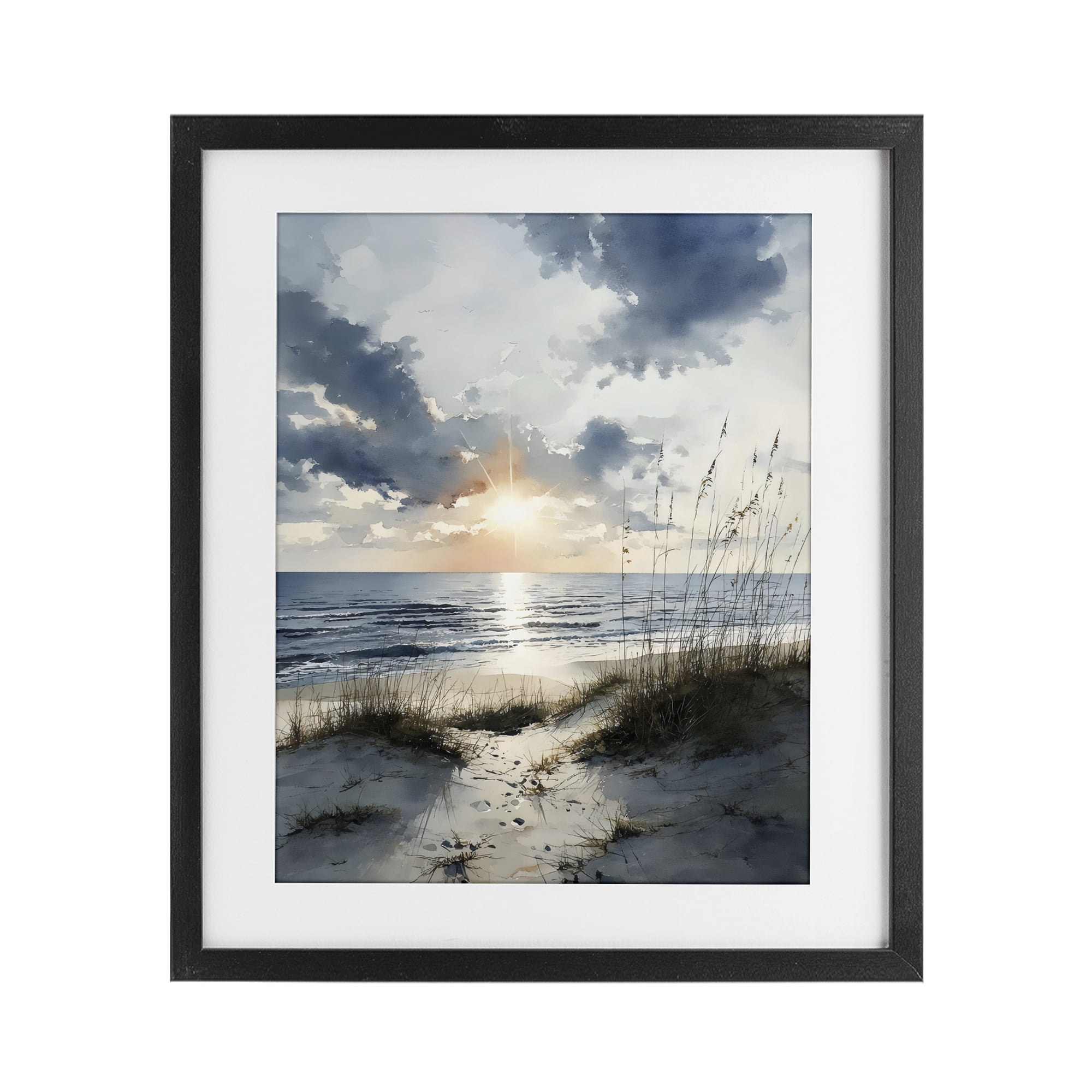 Stupell Industries Ocean Sunrise over Sandy Dunes Black Framed Print Under Glass, design by Franklyn Gregory