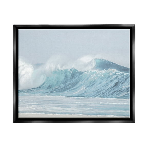 Stupell Industries Ocean Tsunami Waves Landscape Photography Black Floater Framed Canvas Art Print Wall Art, 31 x 25