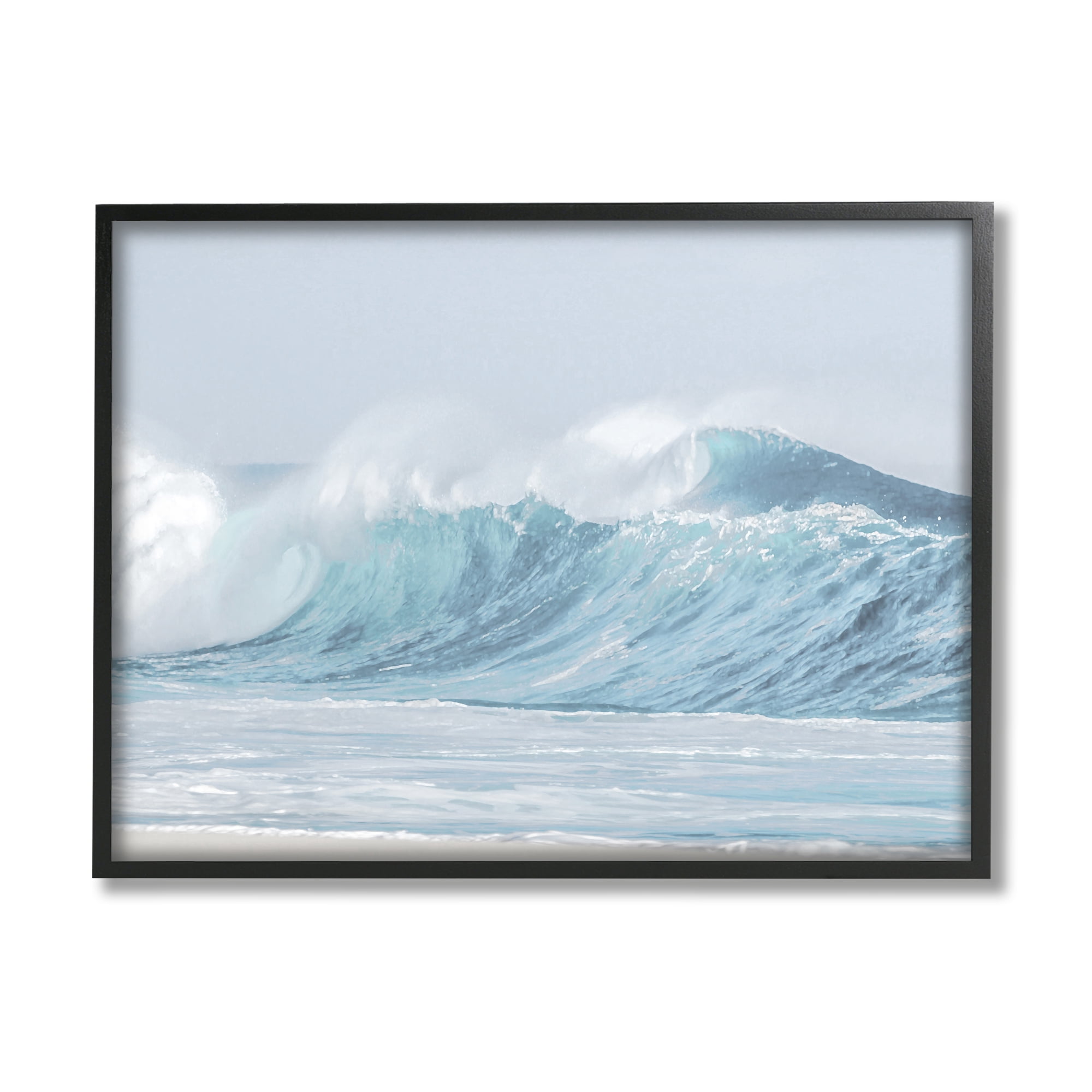Stupell Industries Ocean Tsunami Waves Landscape Photography Black Framed Art Print Wall Art, 14 x 11