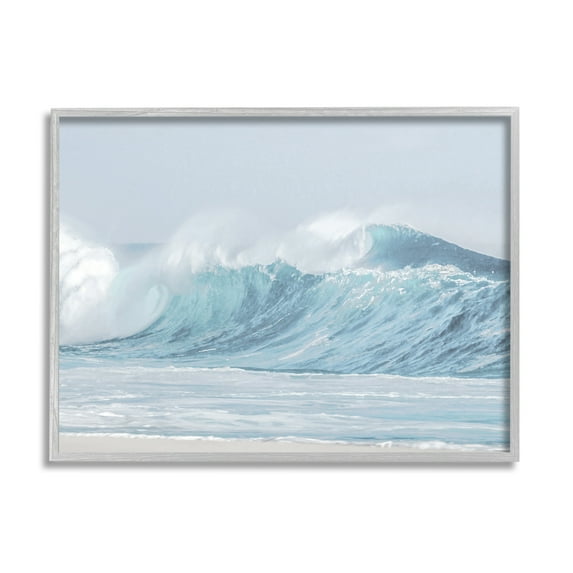 Stupell Industries Ocean Tsunami Waves Landscape Photography Gray Framed Art Print Wall Art, 20 x 16