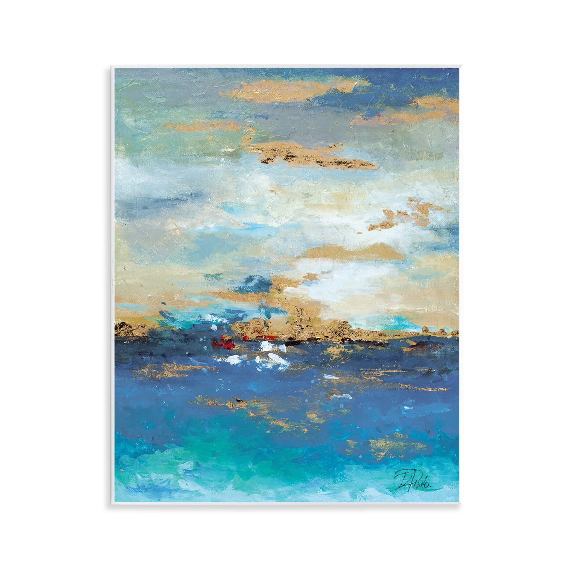 Stupell Industries Ocean View with Tan Accents Abstract Painting Unframed Art Print Wall Art, 11 x 14