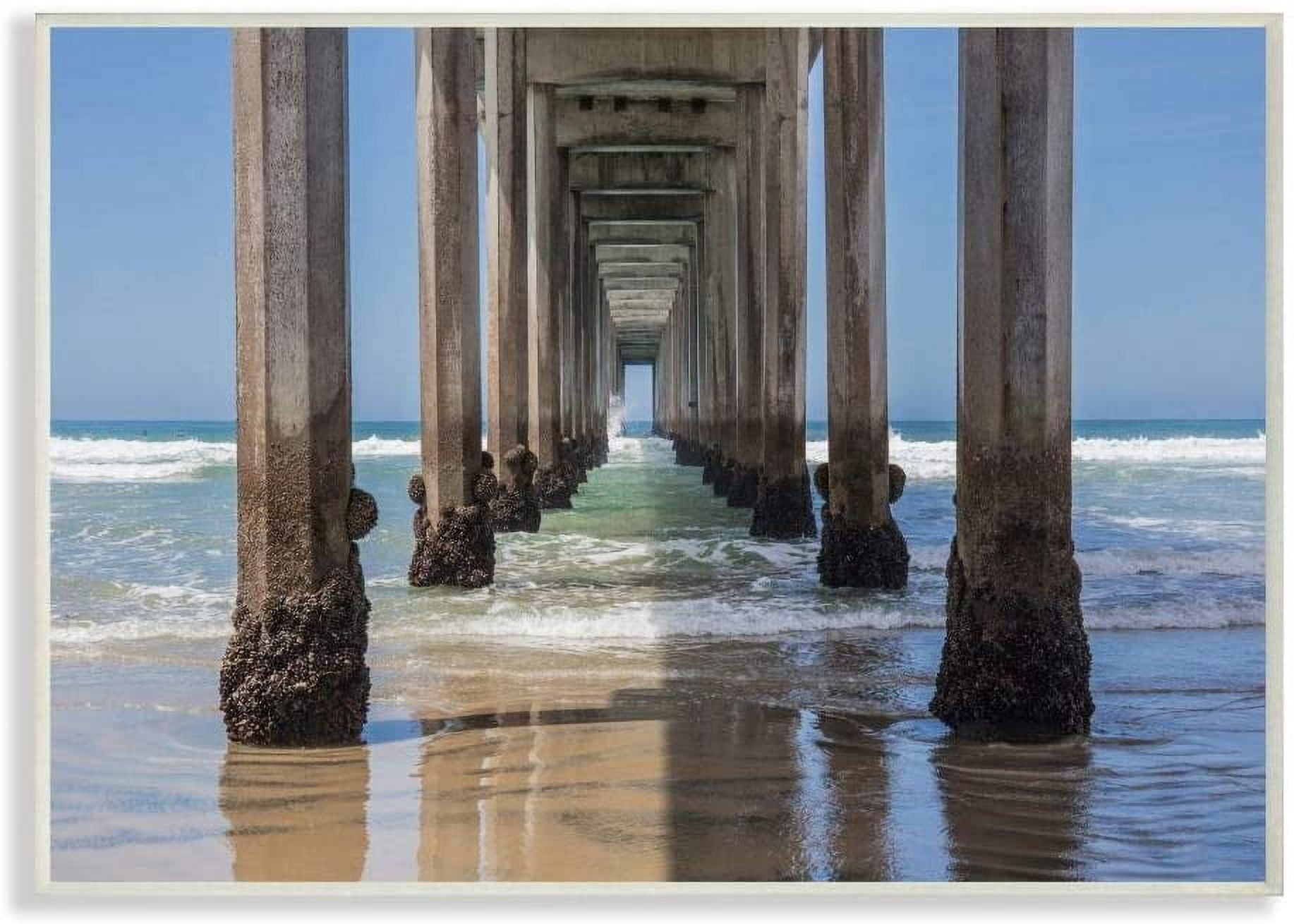 Stupell Industries Ocean Water Beneath Pier Beach Coastline Photograph Unframed Art Print Wall Art, 13x19, by Barbara Markoff