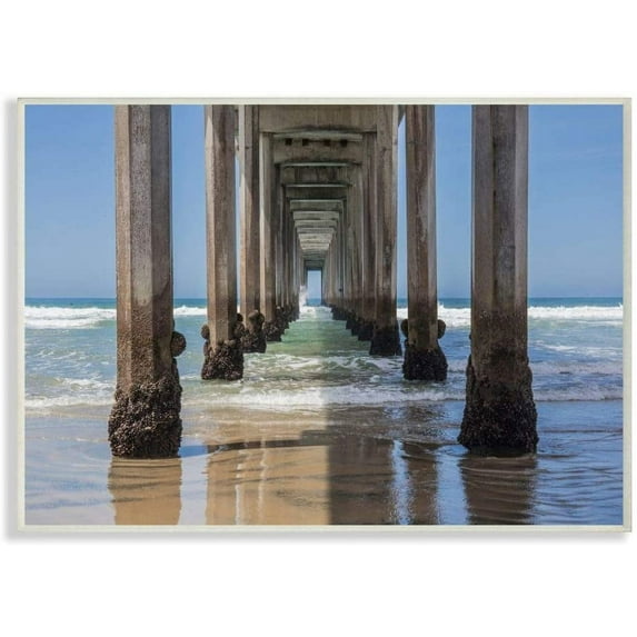 Stupell Industries Ocean Water Beneath Pier Beach Coastline Photograph Unframed Art Print Wall Art, 13x19, by Barbara Markoff