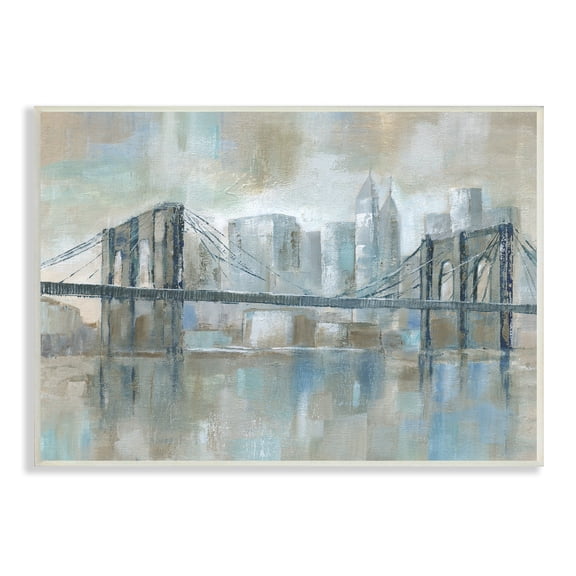 Stupell Industries Ocean Water Bridge Reflection Abstract Blocked Cityscape, 19 x 13, Design by Nan