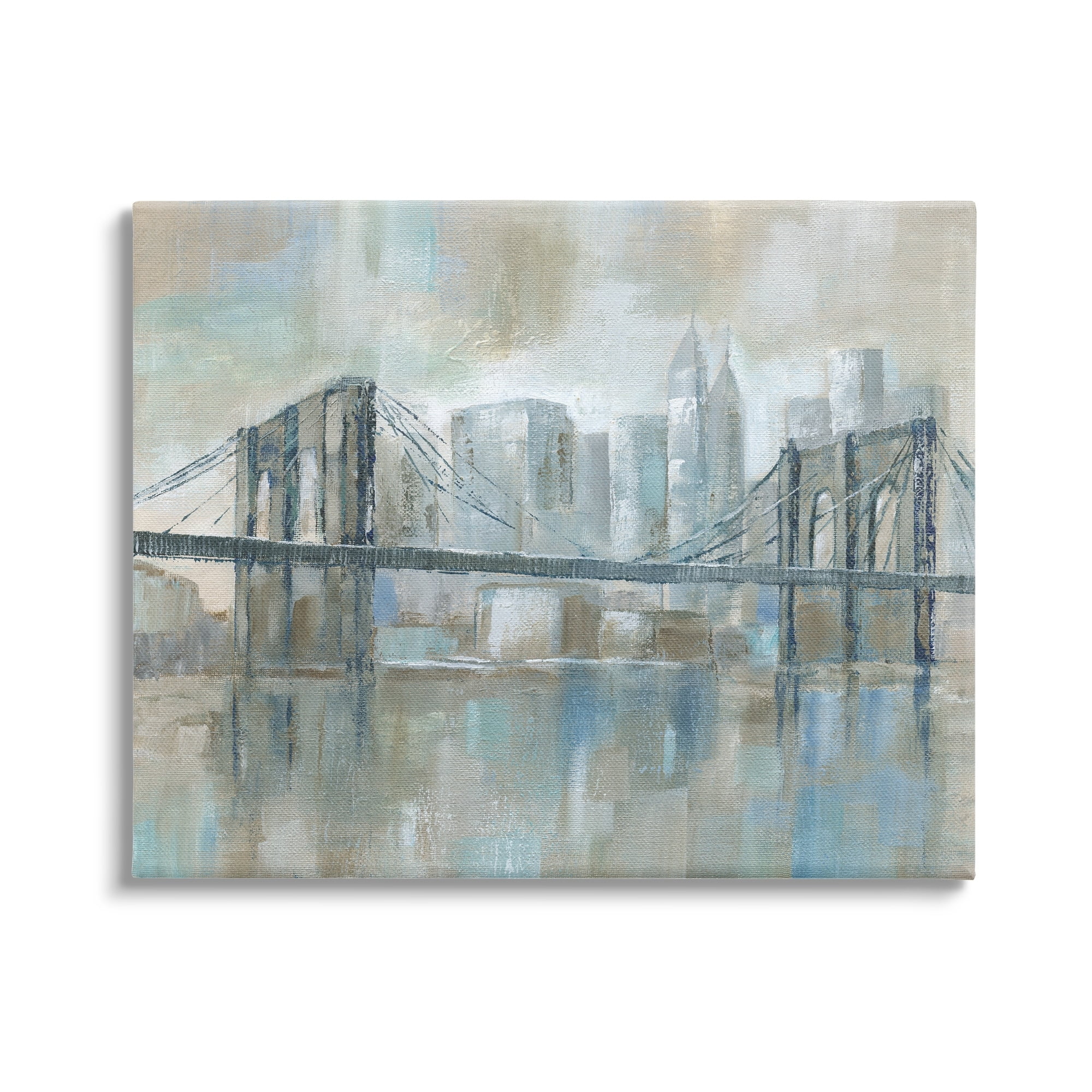 Stupell Industries Ocean Water Bridge Reflection Abstract Blocked Cityscape, 30 x 24, Design by Nan