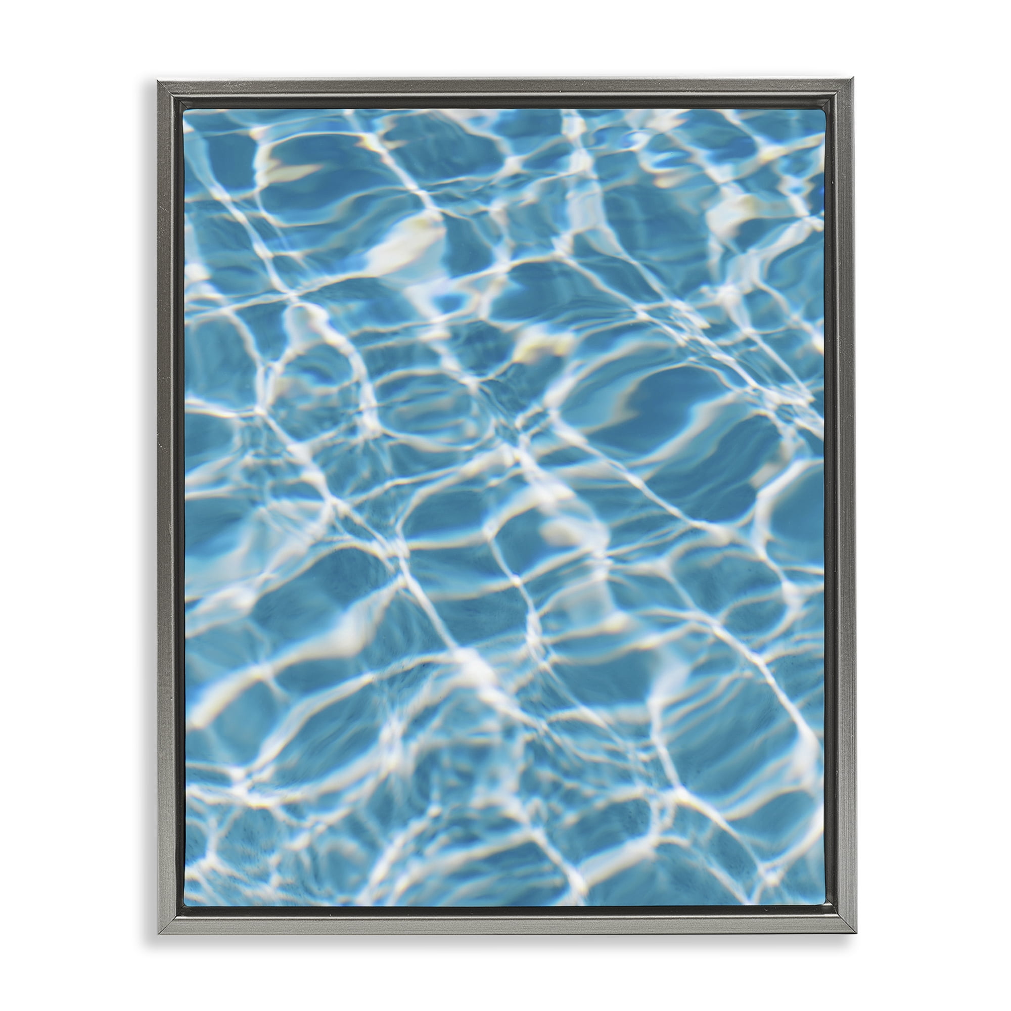 Stupell Industries Ocean Water Ripples Abstract Painting Gray Floater Framed Canvas Art Print Wall Art, 25 x 31