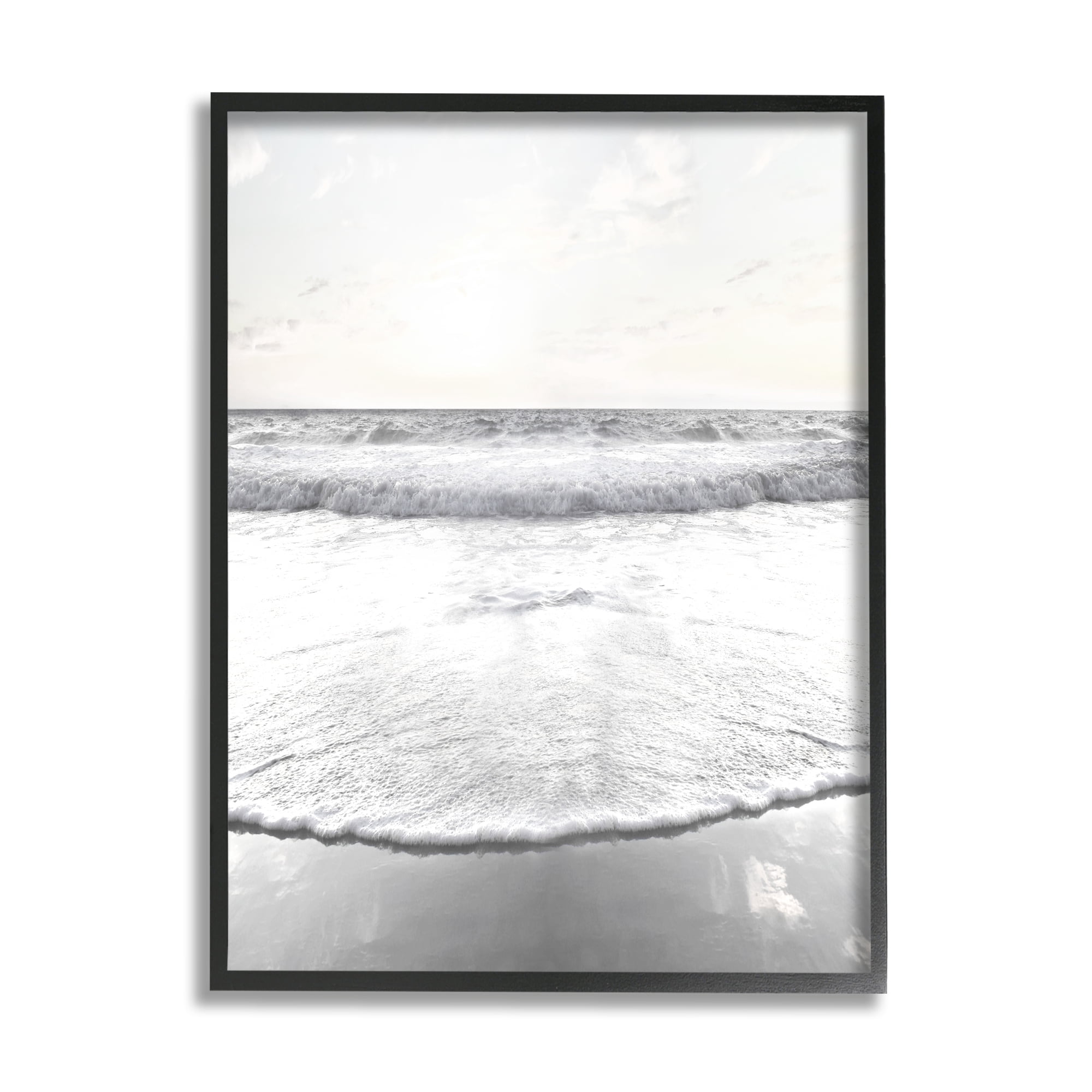 Stupell Industries Ocean Water Waves Rushing Shoreline Sunny Scene Photograph Black Framed Art Print Wall Art, Design by Natalie Carpentieri