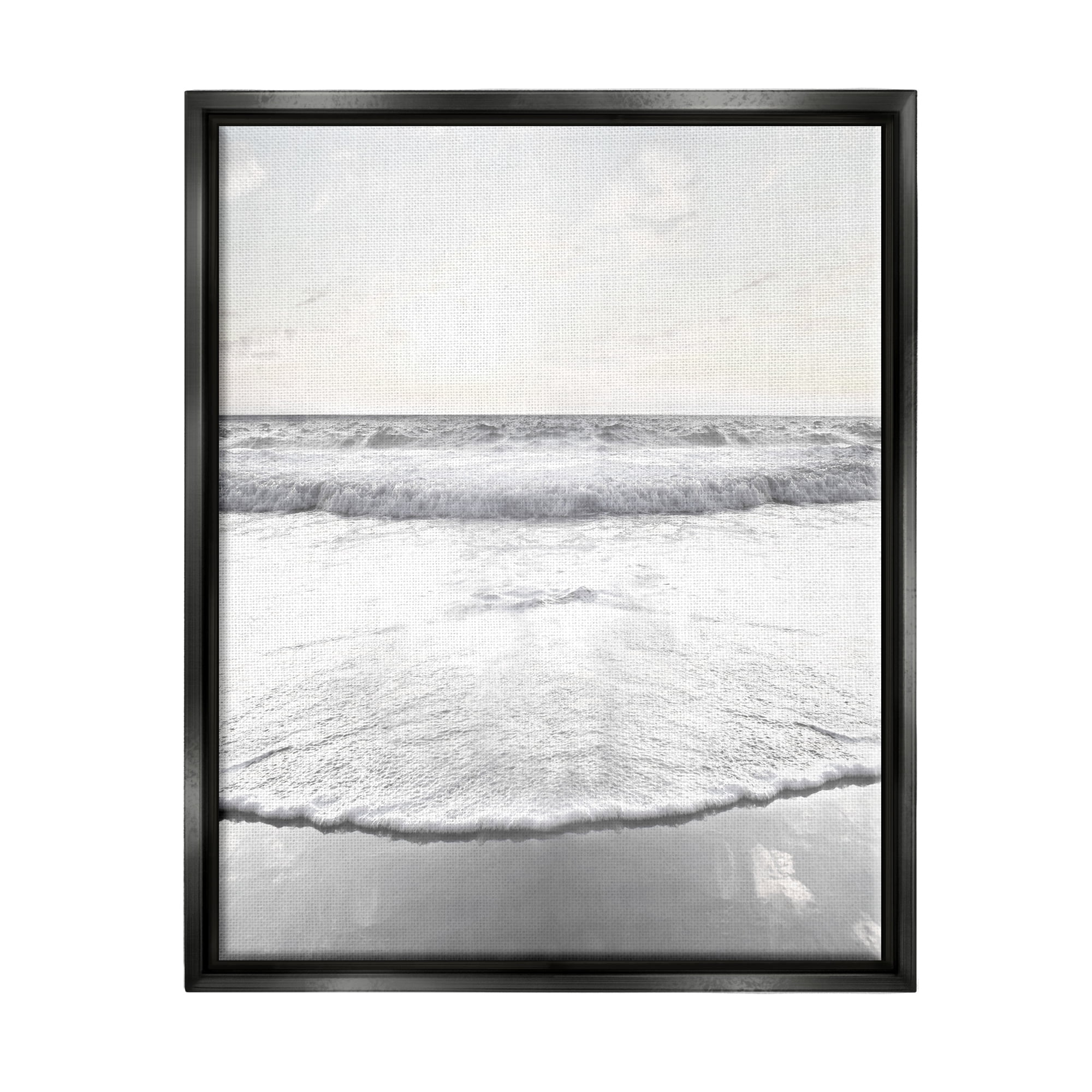 Stupell Industries Ocean Water Waves Rushing Shoreline Sunny Scene Photograph Jet Black Floating Framed Canvas Print Wall Art, Design by Natalie Carpentieri