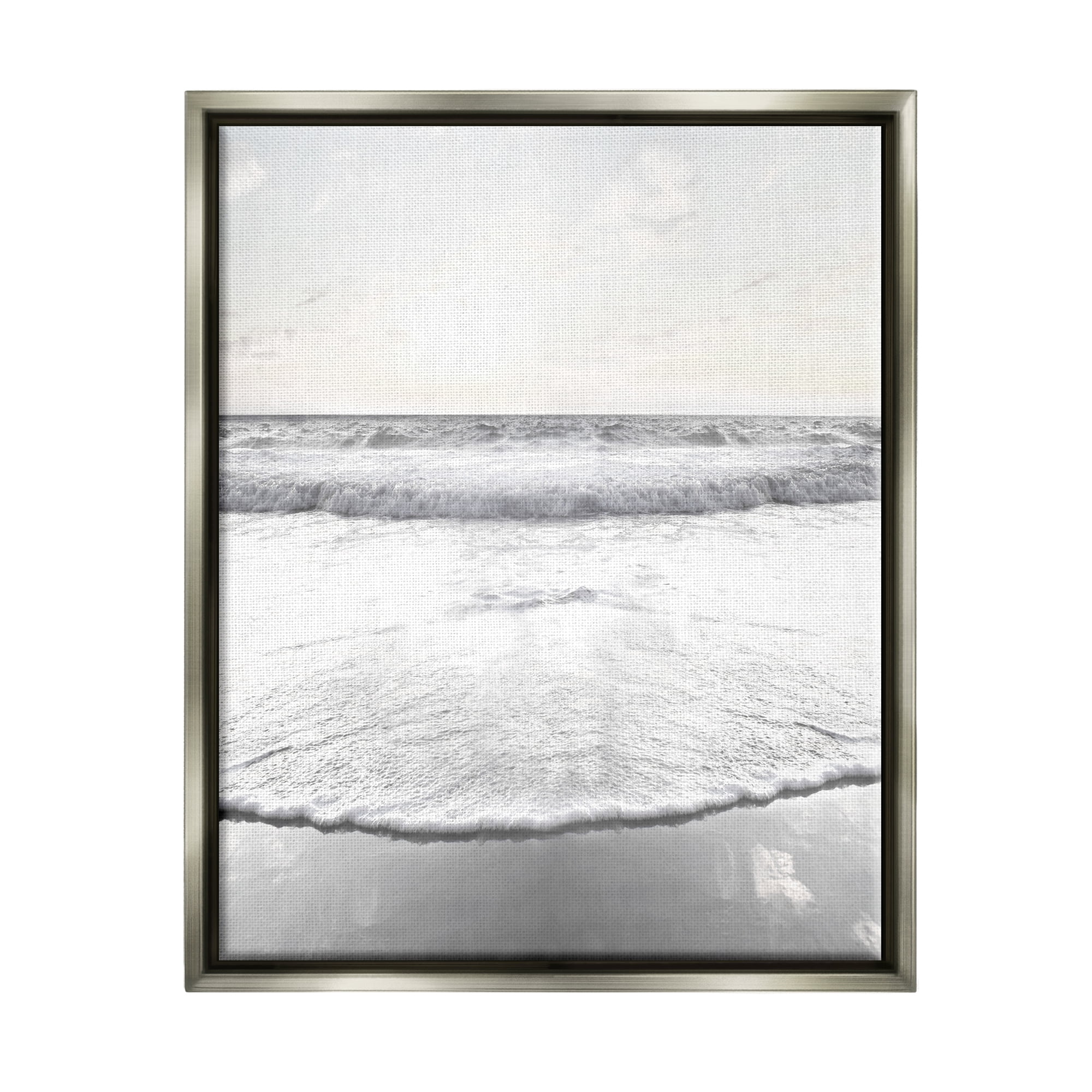 Stupell Industries Ocean Water Waves Rushing Shoreline Sunny Scene Photograph Luster Gray Floating Framed Canvas Print Wall Art, Design by Natalie Carpentieri
