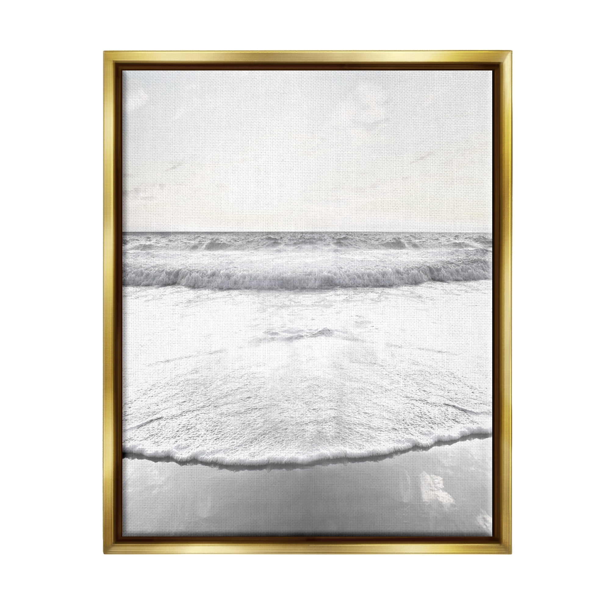 Stupell Industries Ocean Water Waves Rushing Shoreline Sunny Scene Photograph Metallic Gold Floating Framed Canvas Print Wall Art, Design by Natalie Carpentieri