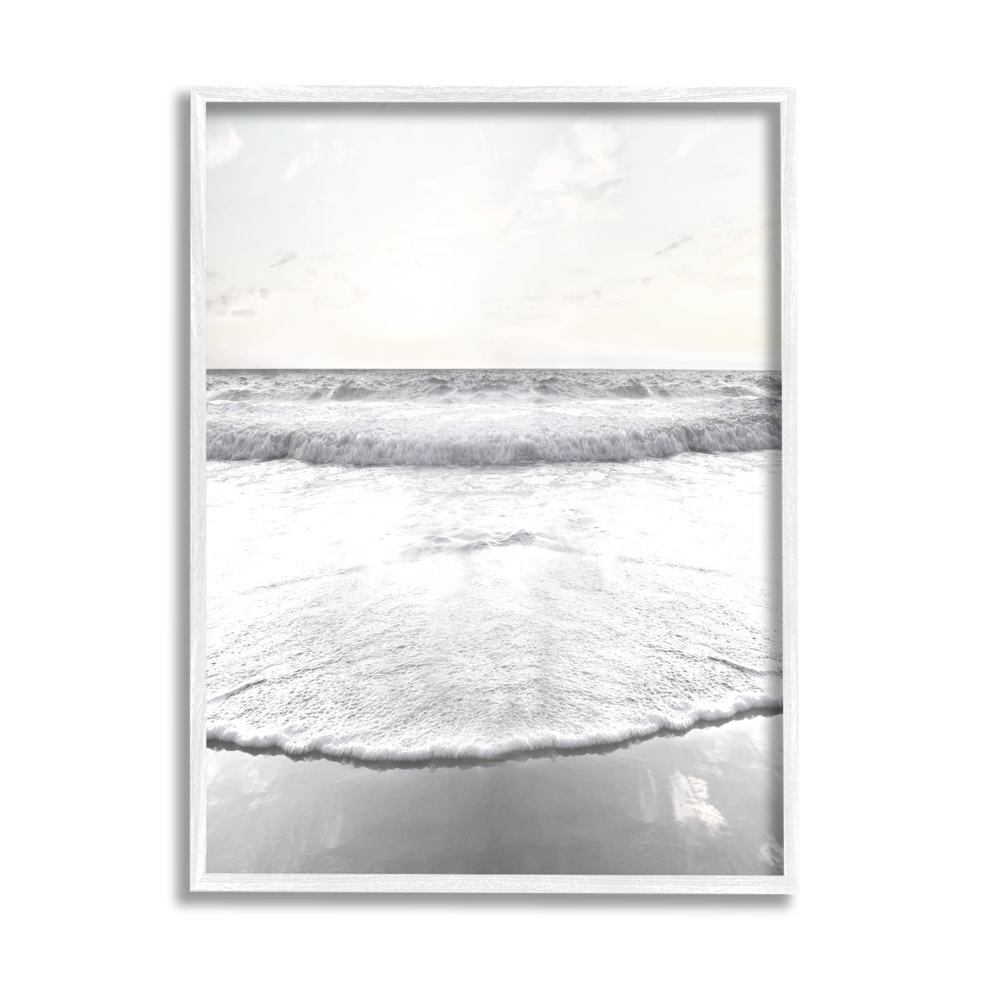 Stupell Industries Ocean Water Waves Rushing Shoreline Sunny Scene Photograph White Framed Art Print Wall Art, Design by Natalie Carpentieri