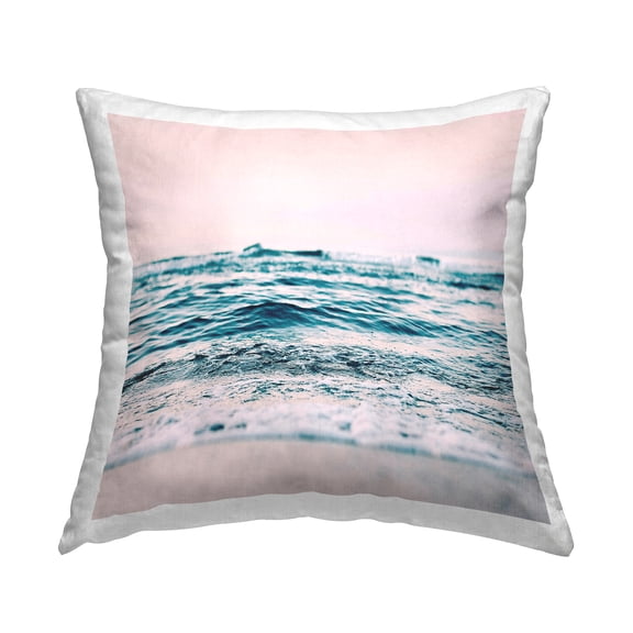 Stupell Industries Ocean Wave Blush Landscape Square Decorative Printed Throw Pillow, 18 x 18
