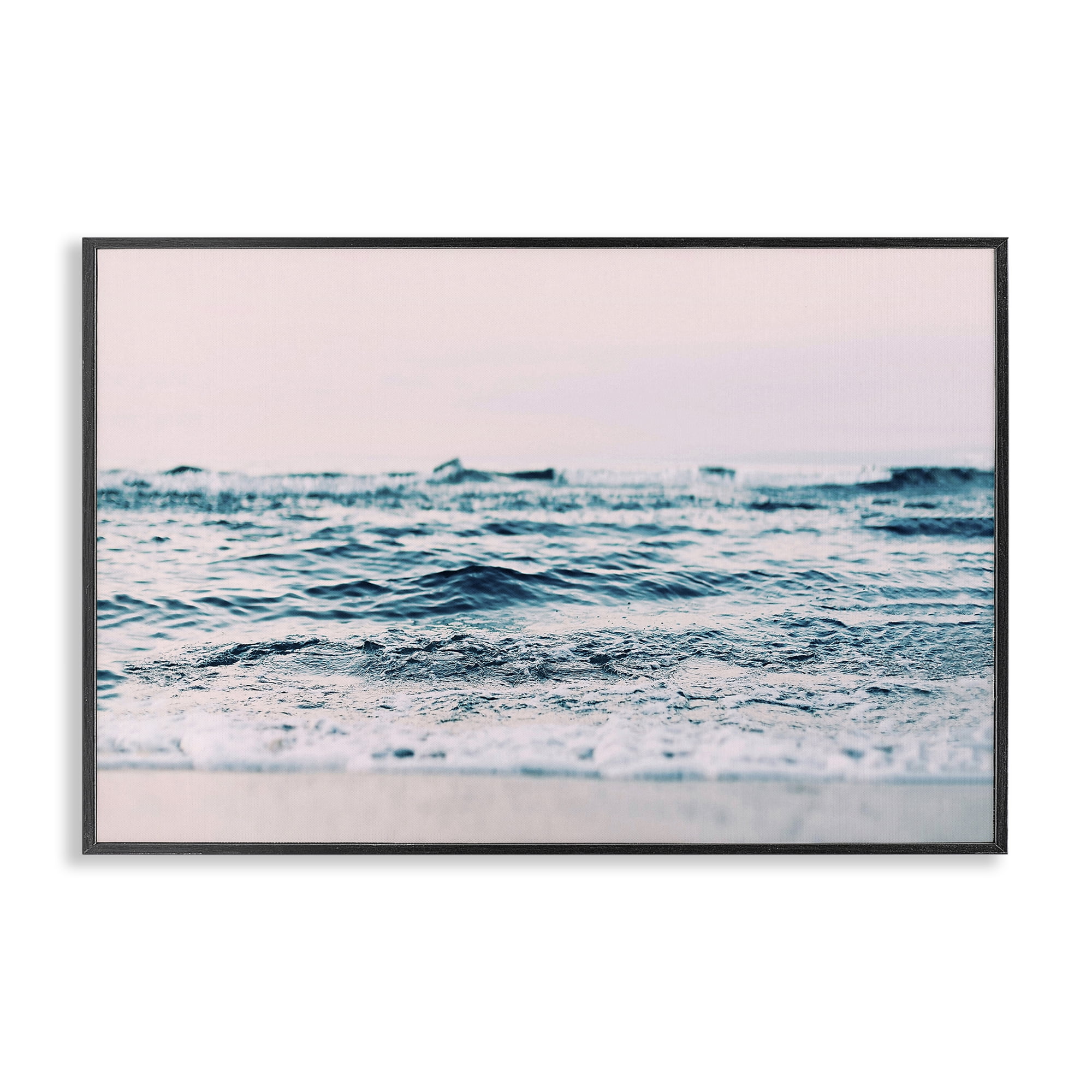 Stupell Industries Ocean Wave Blush Nautical & Beach Photography Black Framed Art Print Wall Art, 24 x 16