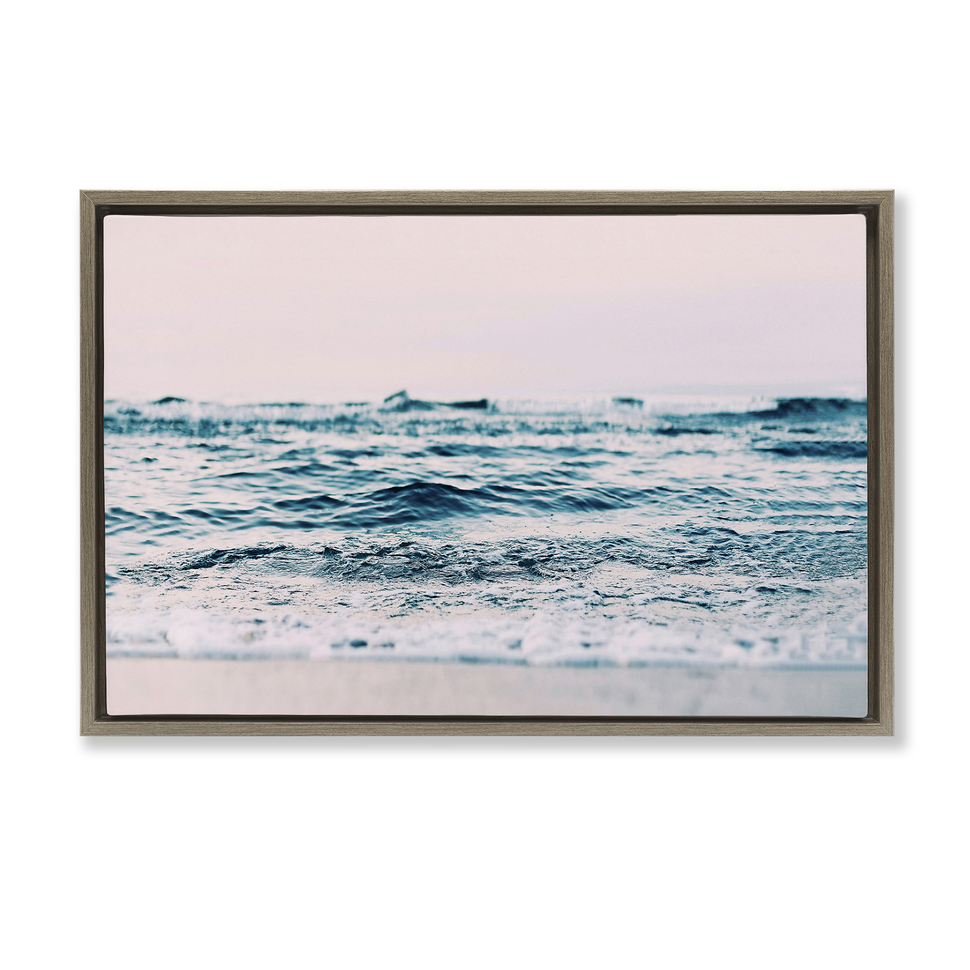 Stupell Industries Ocean Wave Blush Nautical & Beach Photography Brown Floater Framed Canvas Art Print Wall Art, 31 x 21