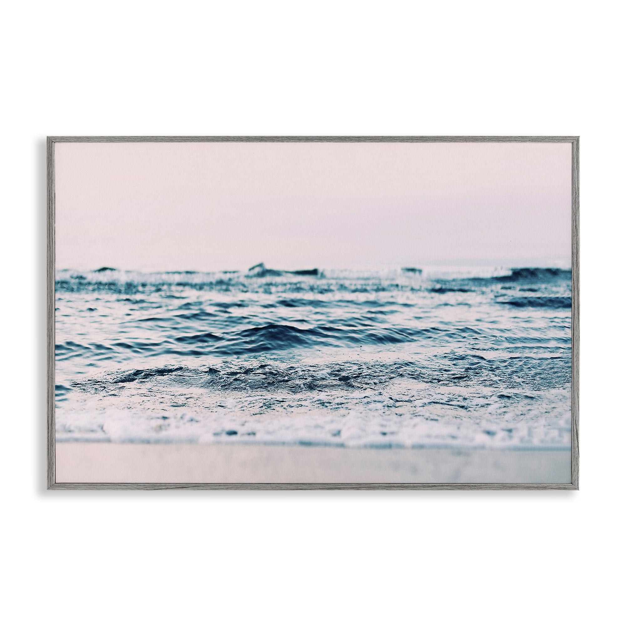 Stupell Industries Ocean Wave Blush Nautical & Beach Photography Gray Framed Art Print Wall Art, 30 x 20