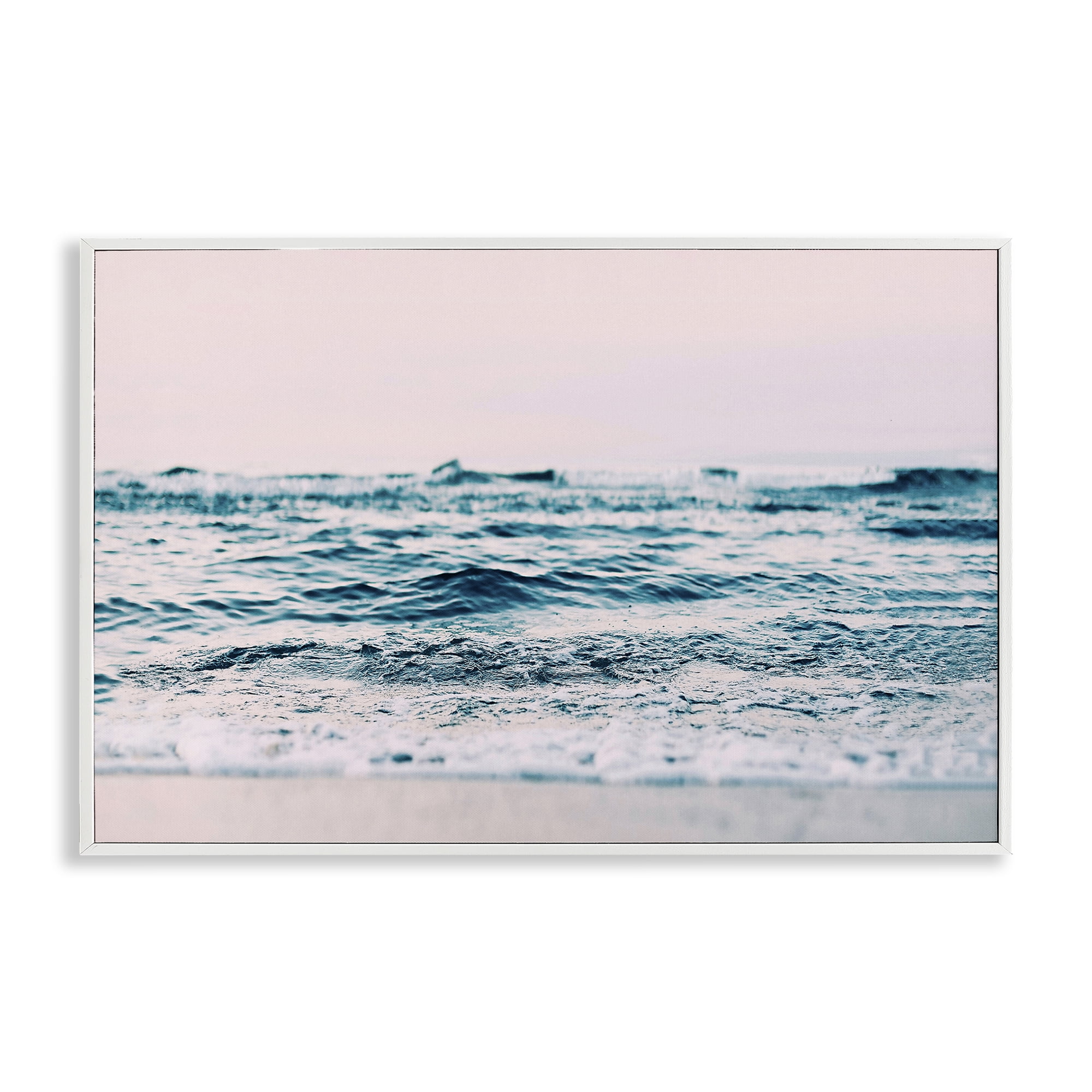 Stupell Industries Ocean Wave Blush Nautical & Beach Photography White Framed Art Print Wall Art, 30 x 20
