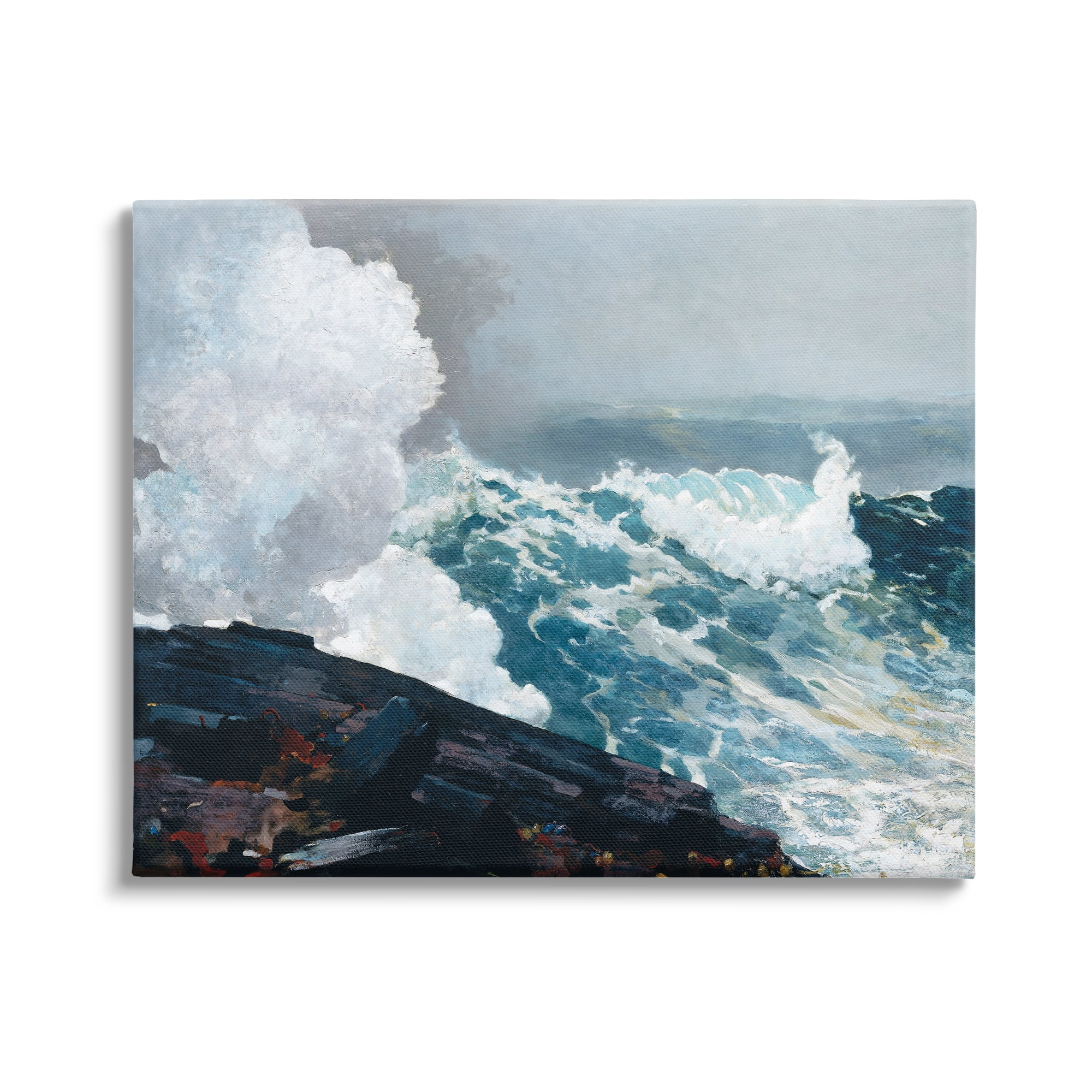 Stupell Industries Ocean Waves & Cliffs Landscape Painting Gallery Wrapped Canvas Art Print Wall Art, 30 x 24