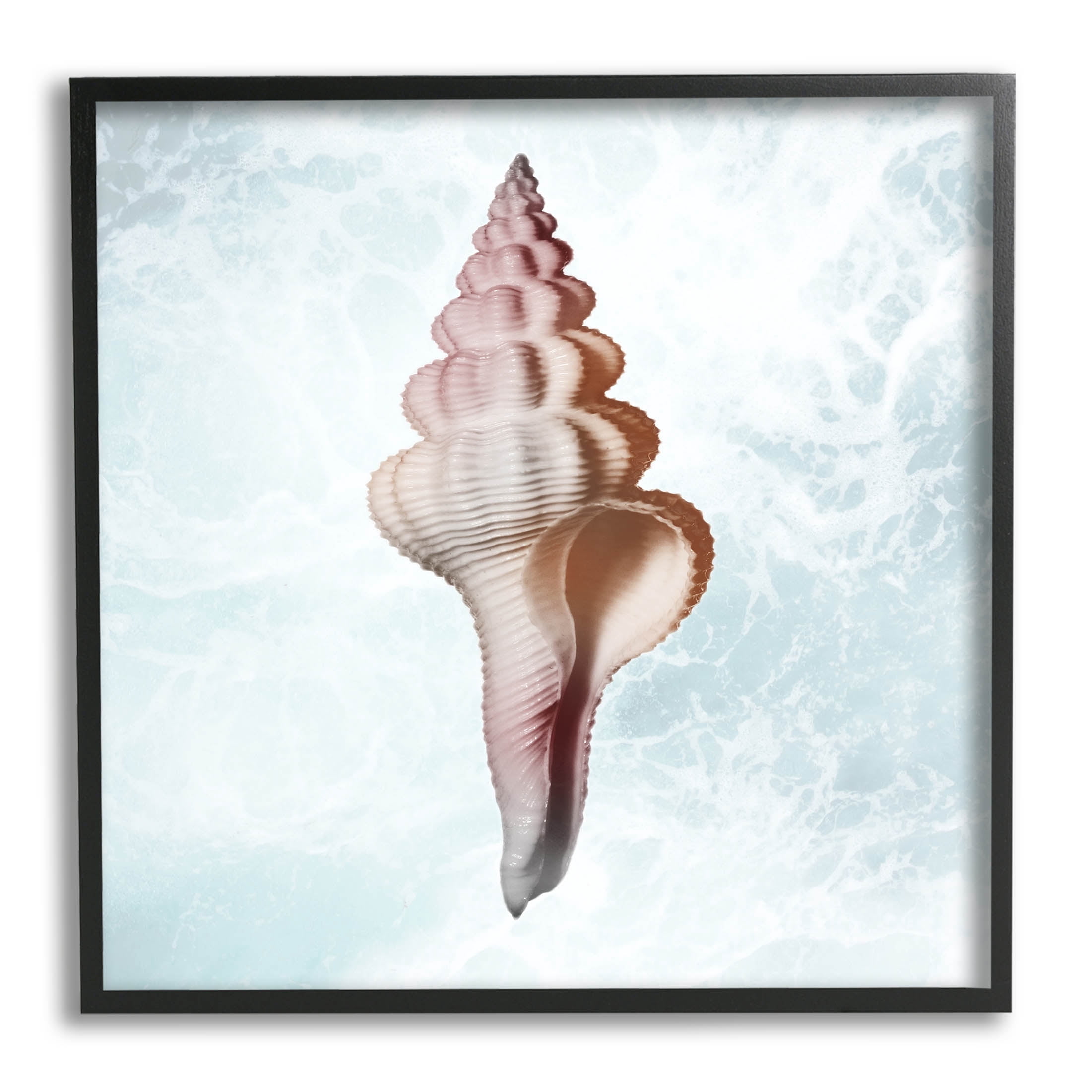 Stupell Industries Ocean Waves Conch Shell Graphic Art Black Framed Art Print Wall Art, Design by Marcus Prime