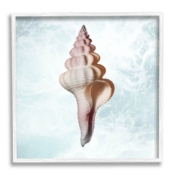 Stupell Industries Ocean Waves Conch Shell Graphic Art White Framed Art Print Wall Art, Design by Marcus Prime