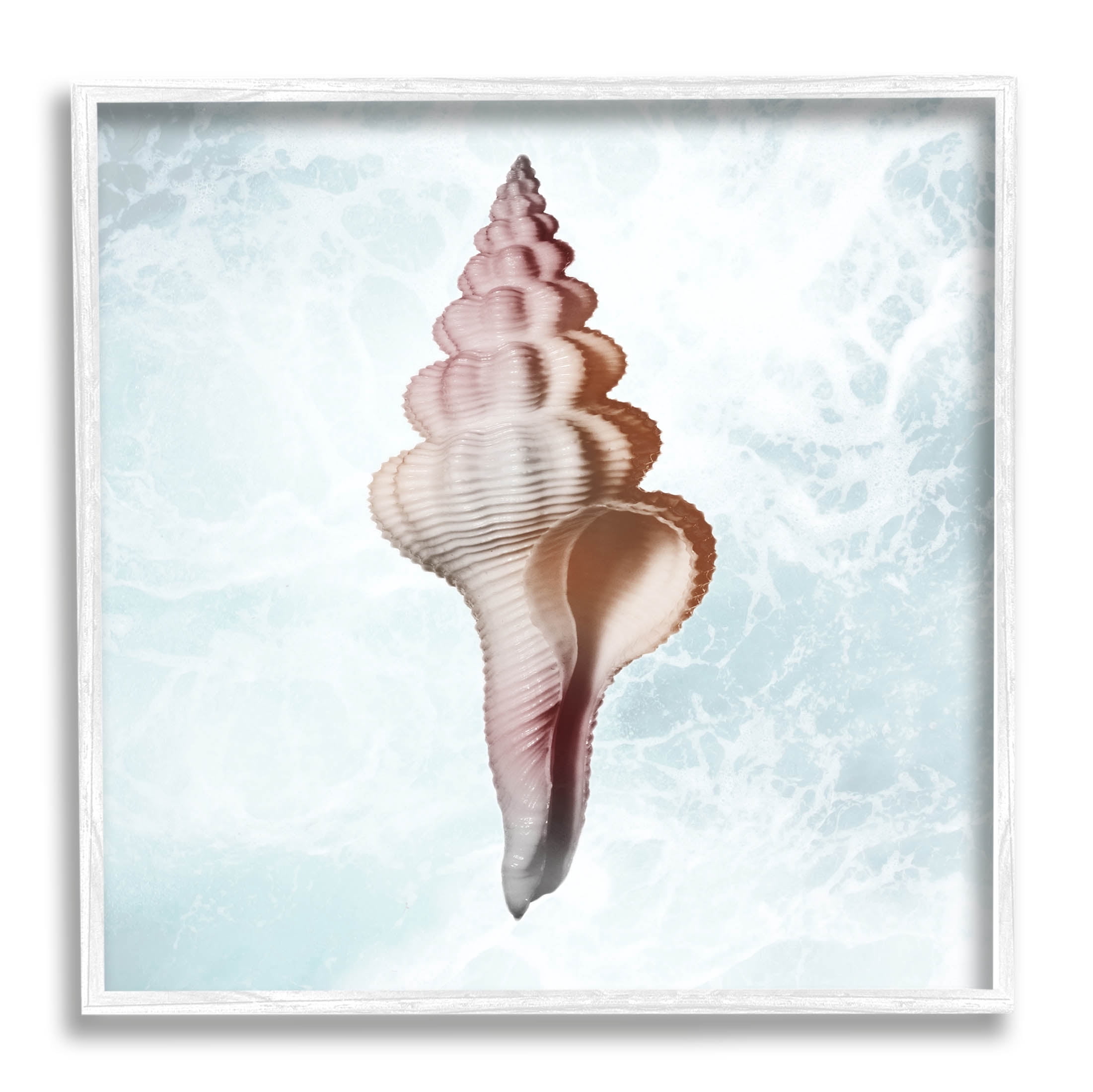 Stupell Industries Ocean Waves Conch Shell Graphic Art White Framed Art Print Wall Art, Design by Marcus Prime