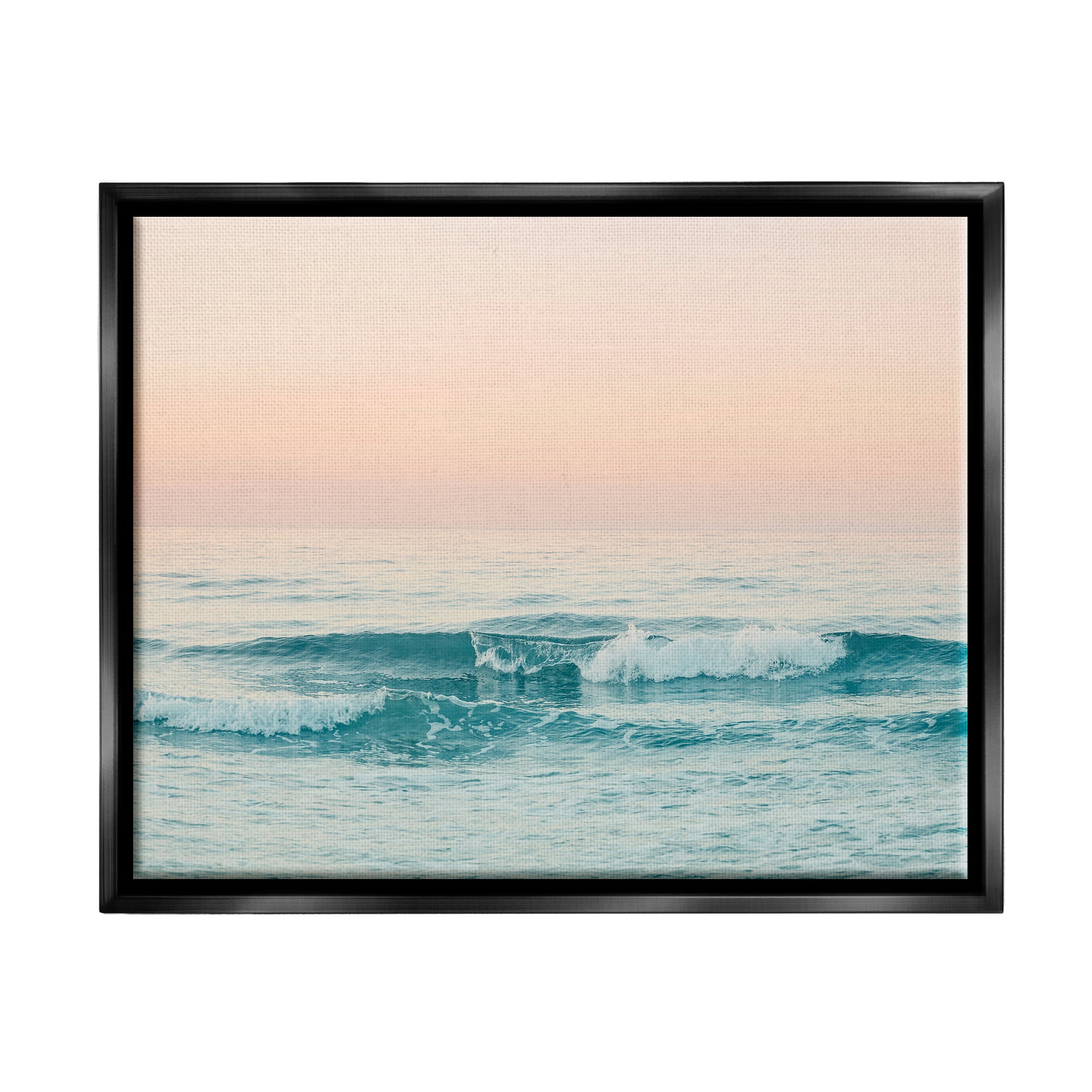 Stupell Industries Ocean Waves Sunset Nature Photography Black Floater Framed Art Print Wall Art, 21 x 17
