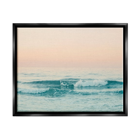 Stupell Industries Ocean Waves Sunset Nature Photography Black Floater Framed Art Print Wall Art, 31 x 25