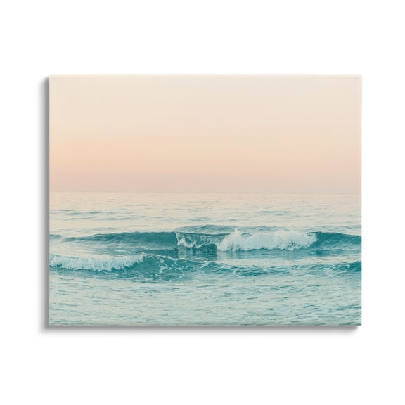 Stupell Industries Ocean Waves Sunset Nature Photography Gallery Wrapped Canvas Print Wall Art, 20 x 16
